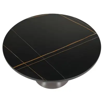 Tully Collection Glass Coffee Table Grey glass, Black Rim with Black Sintered Stone Top