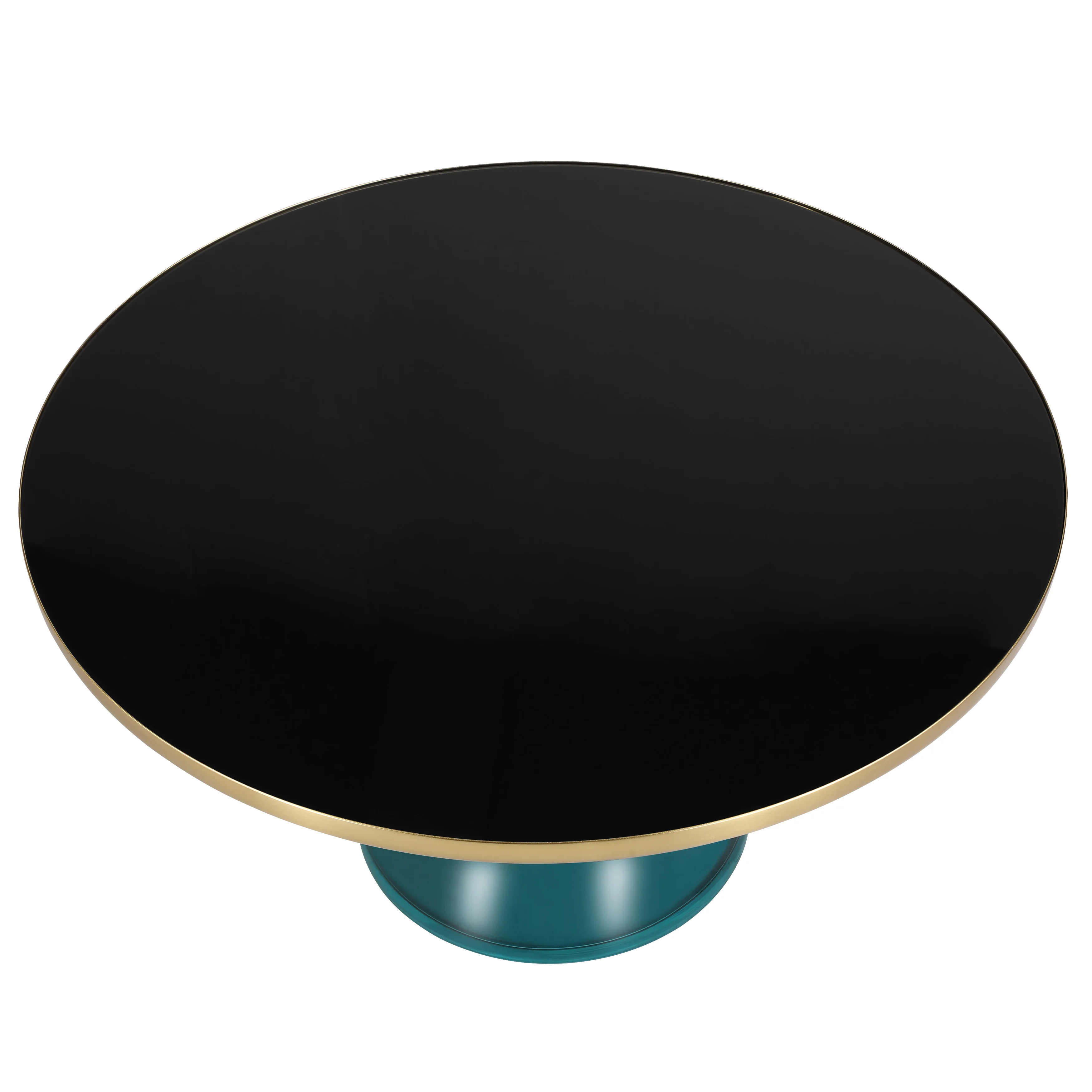 Tully Collection Glass Coffee Table Blue glass, Gold Rim with Black Glass top