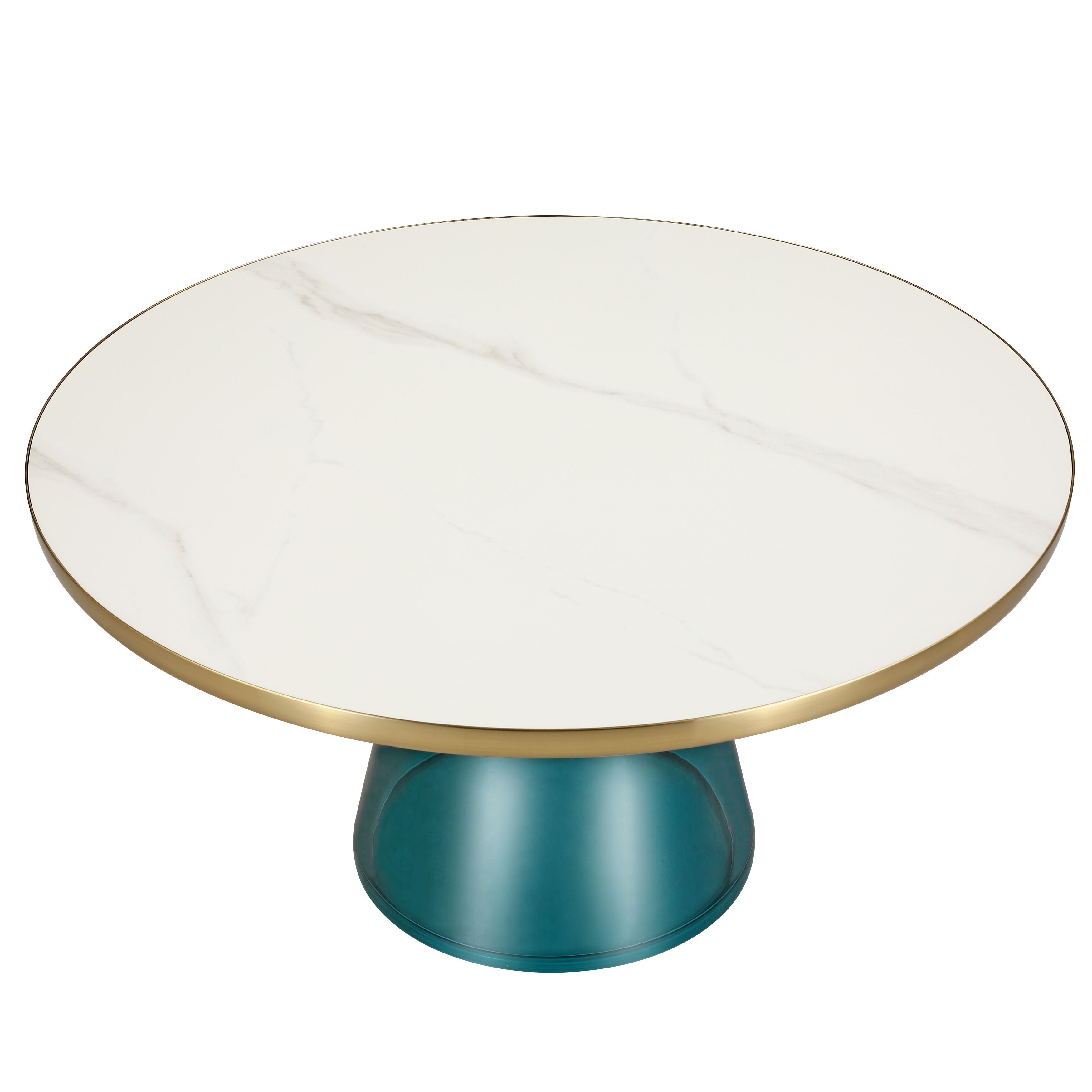 Tully Collection Glass Coffee Table Blue glass, Gold Rim with white sintered stone top