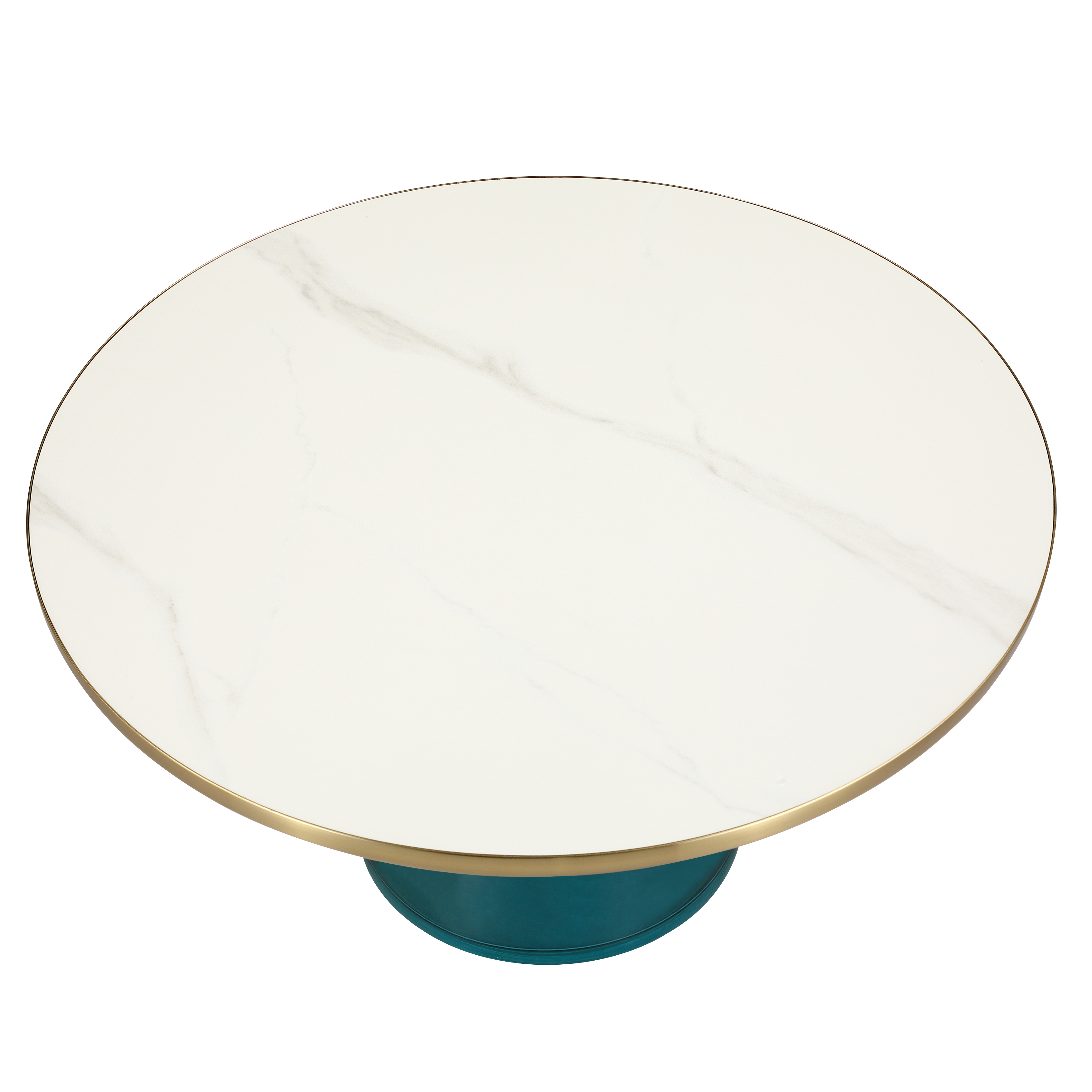 Tully Collection Glass Coffee Table Blue glass, Gold Rim with white sintered stone top