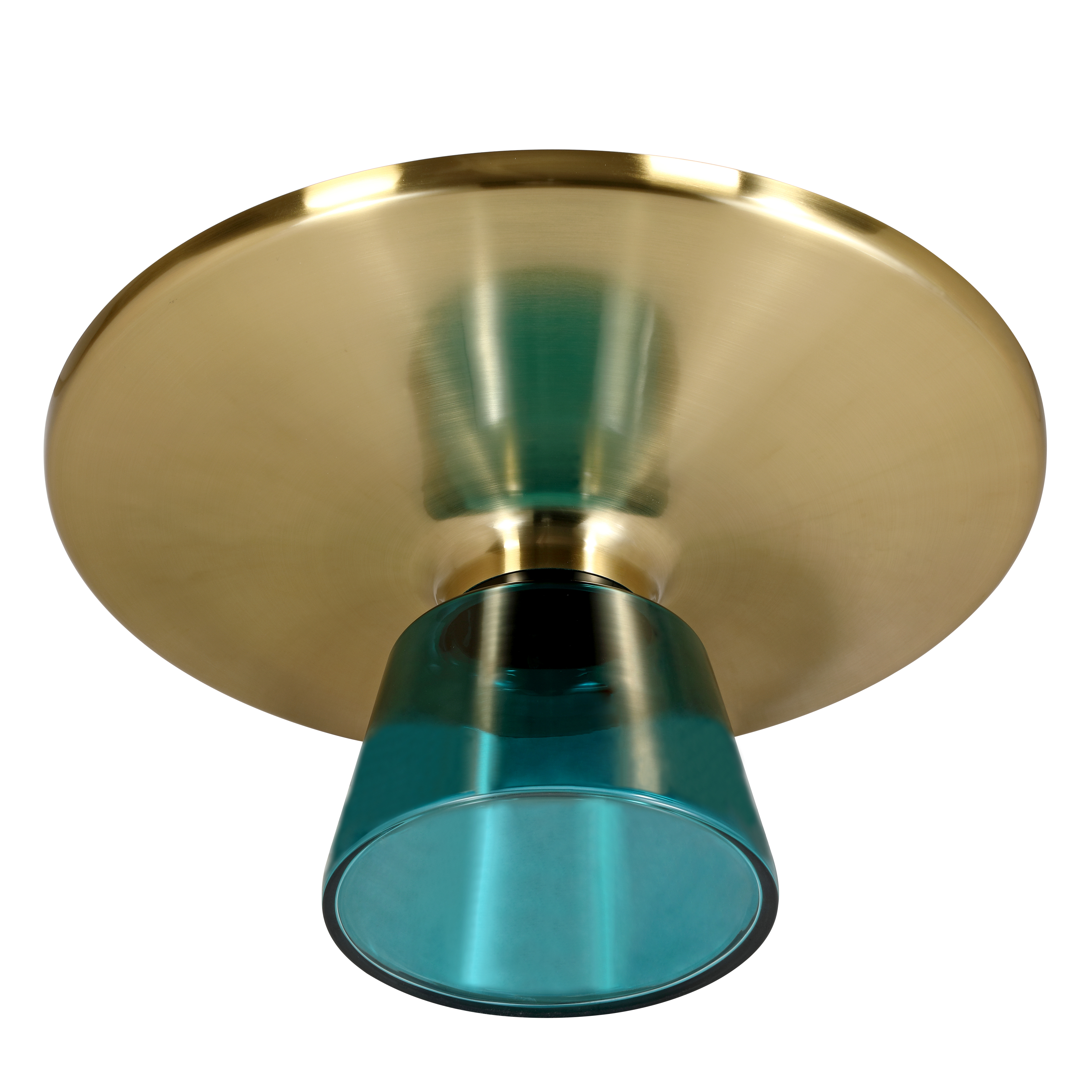 Tully Collection Glass Coffee Table Blue glass, Gold Rim with white sintered stone top