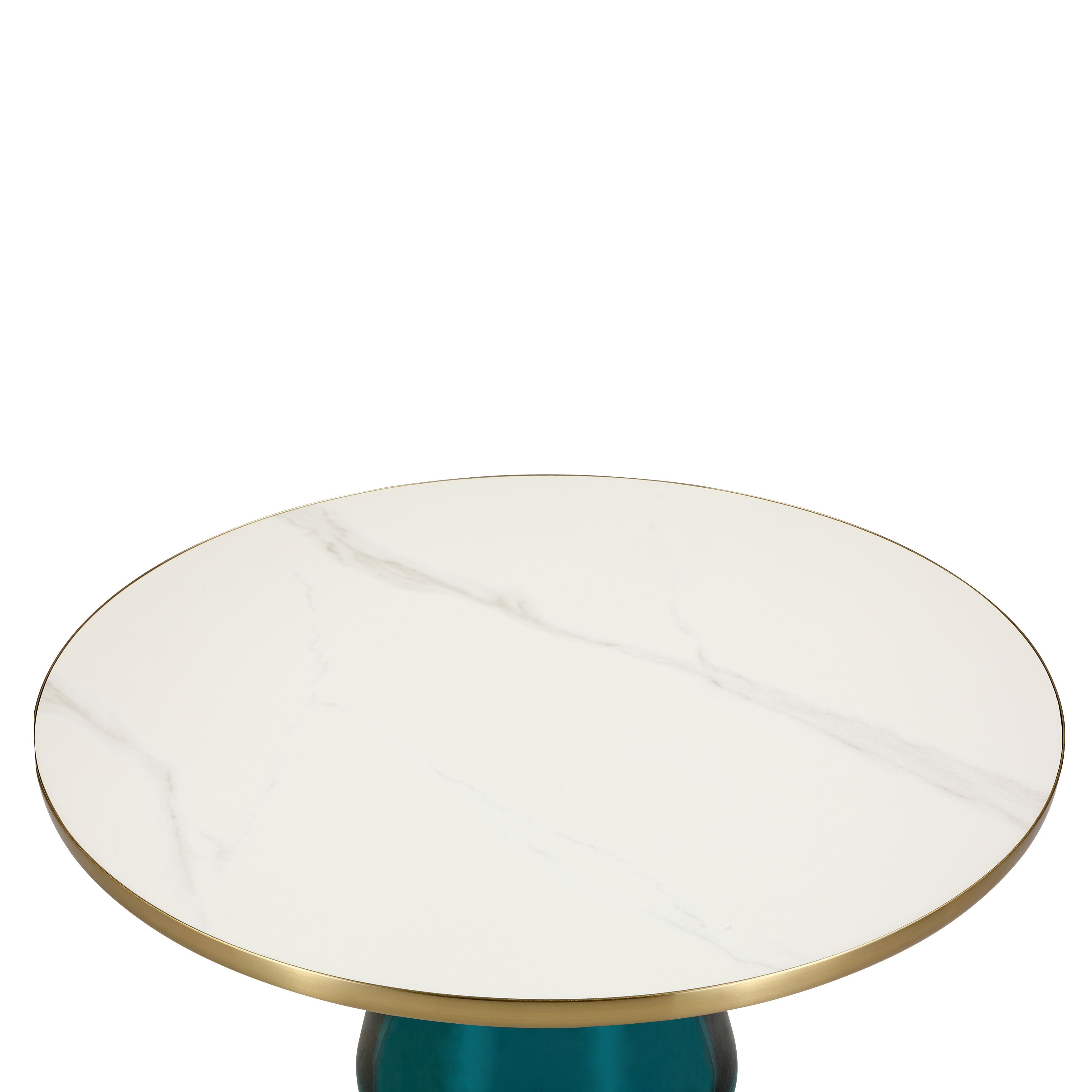 Tully Collection Glass Coffee Table Blue glass, Gold Rim with white sintered stone top
