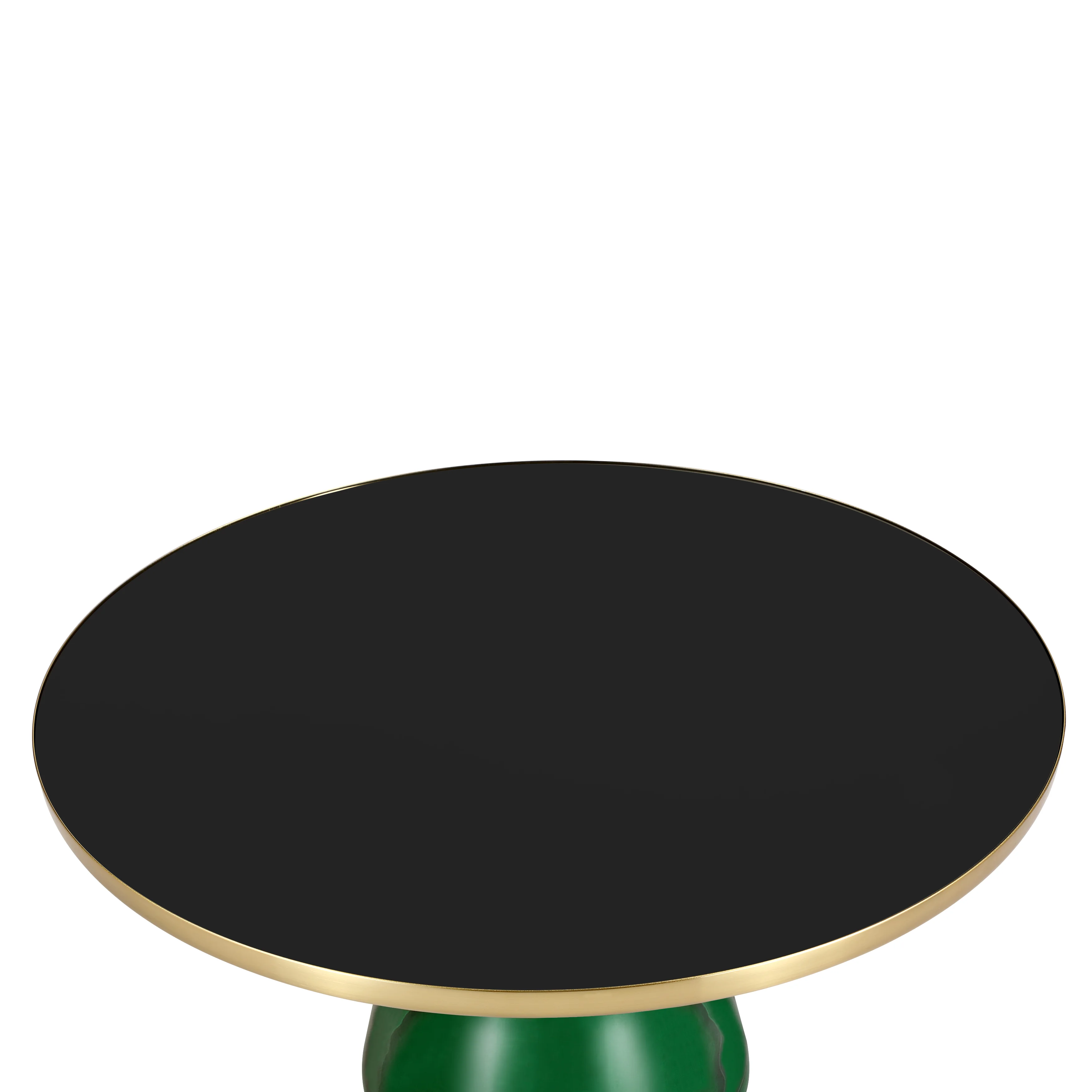 Tully Collection Glass Coffee Table Green glass, Gold Rim with Black Glass top