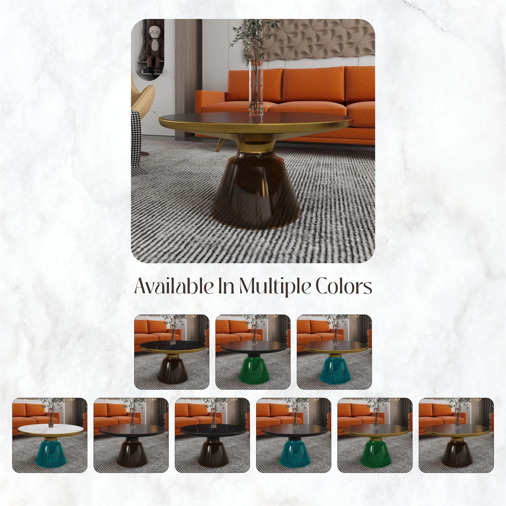 Tully Collection Glass Coffee Table Grey glass, Gold Rim with Black Glass top