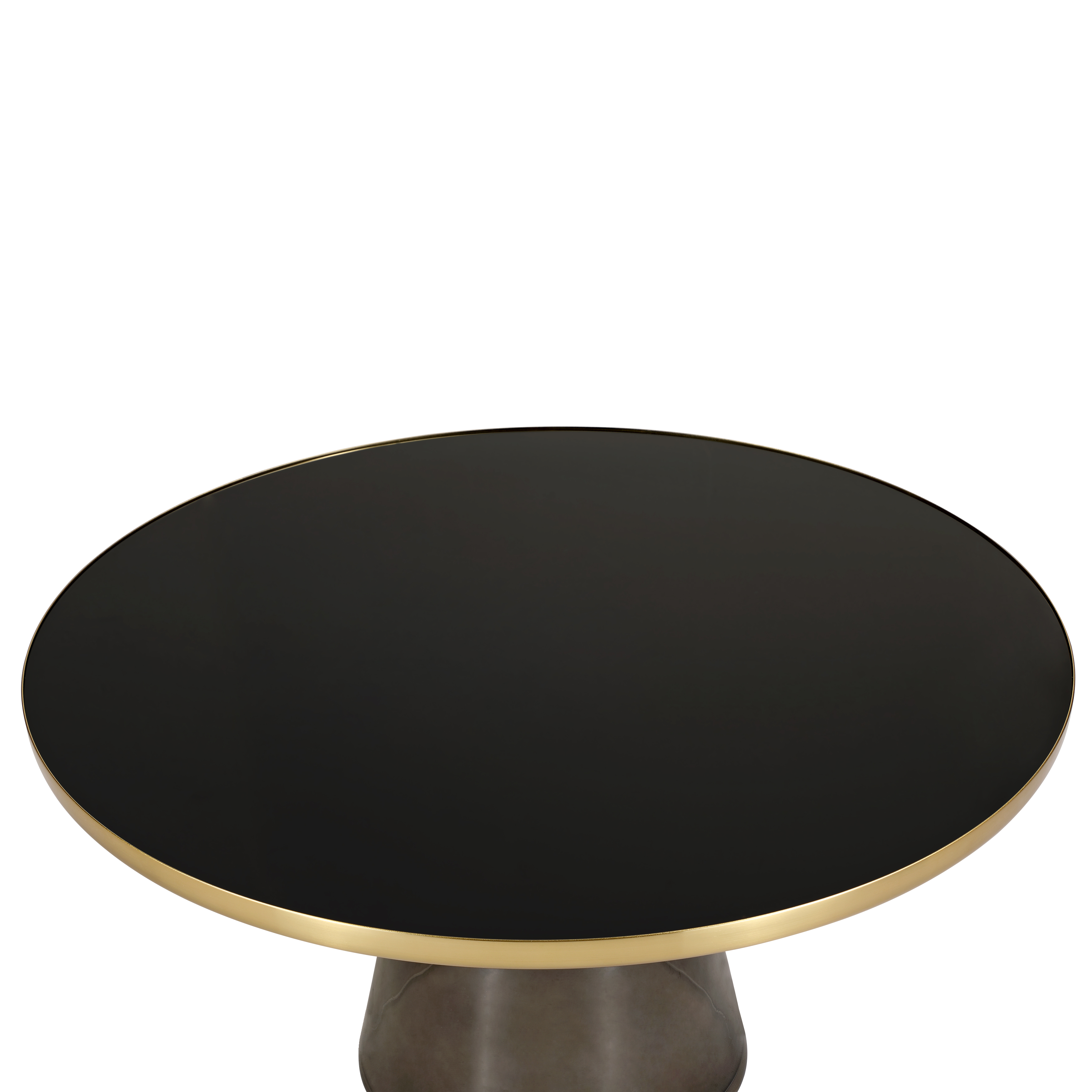 Tully Collection Glass Coffee Table Grey glass, Gold Rim with Black Glass top