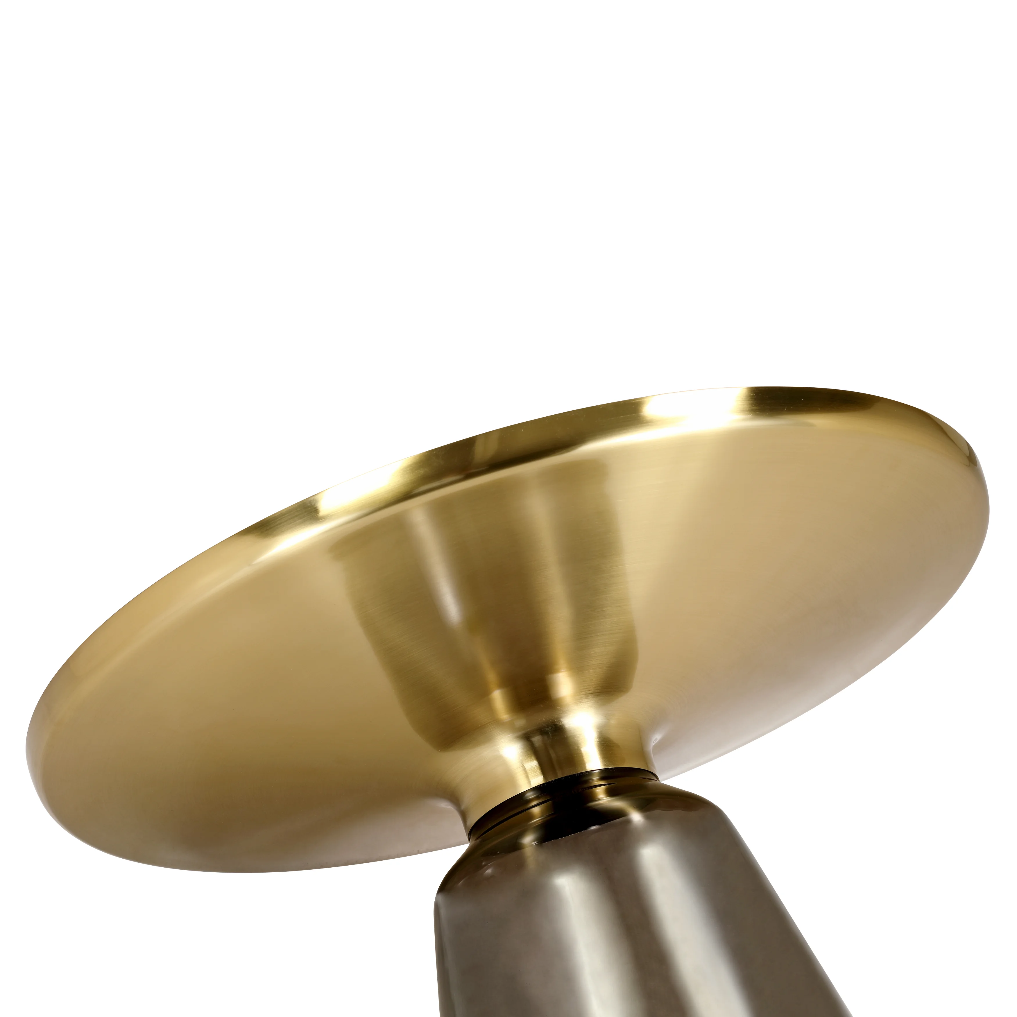 Tully Collection Glass Coffee Table Grey glass, Gold Rim with Black Glass top