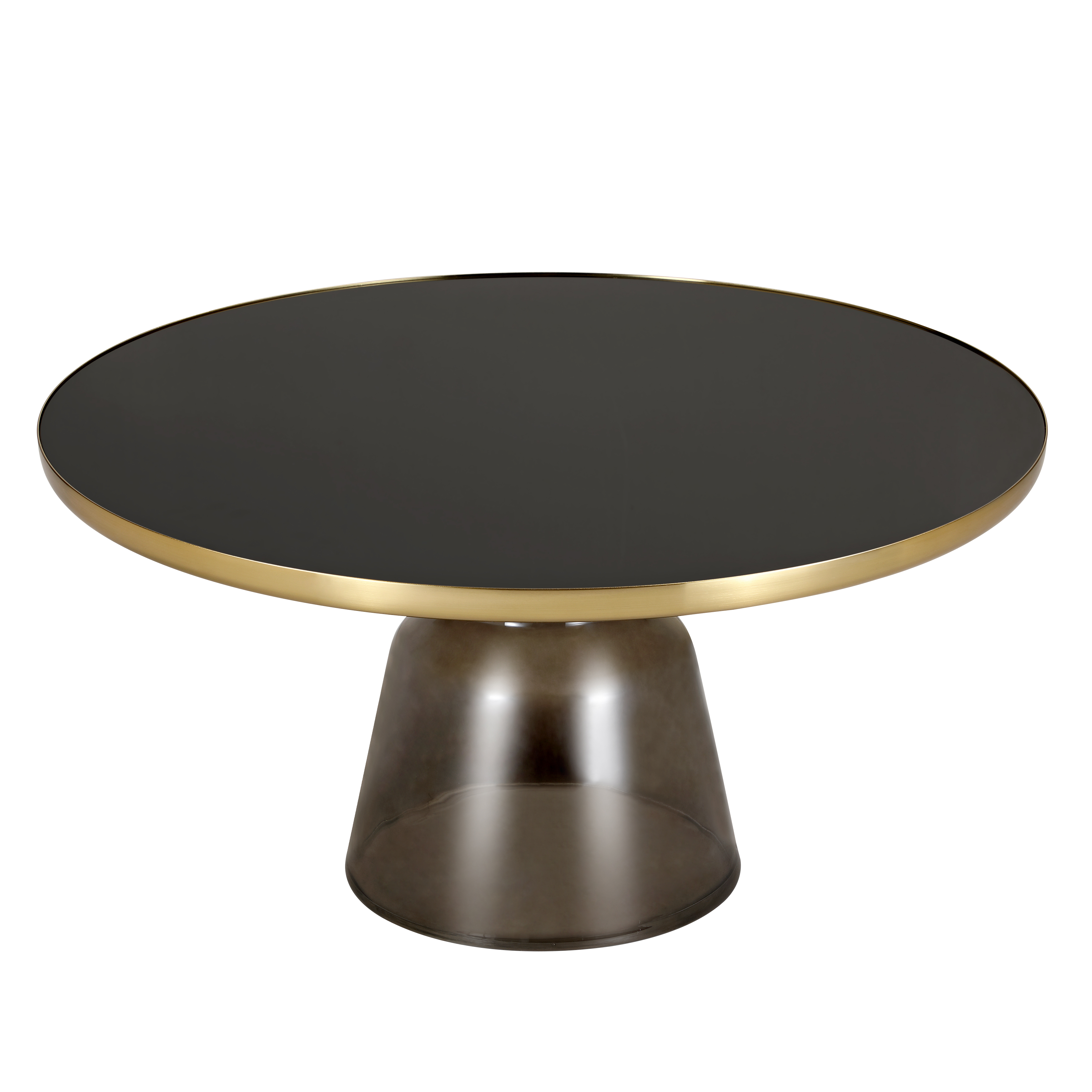 Tully Collection Glass Coffee Table Grey glass, Gold Rim with Black Glass top