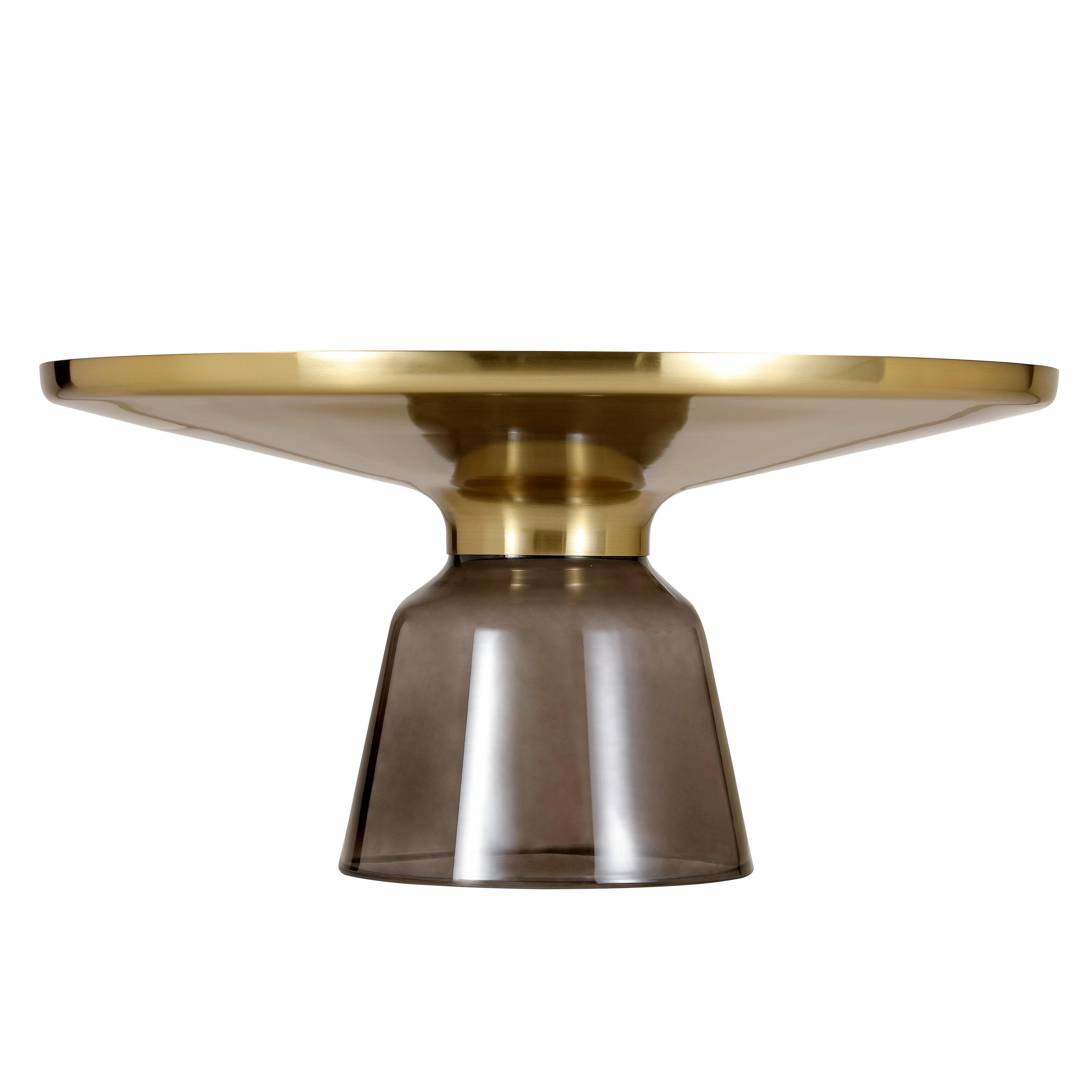 Tully Collection Glass Coffee Table Grey glass, Gold Rim with Black Glass top