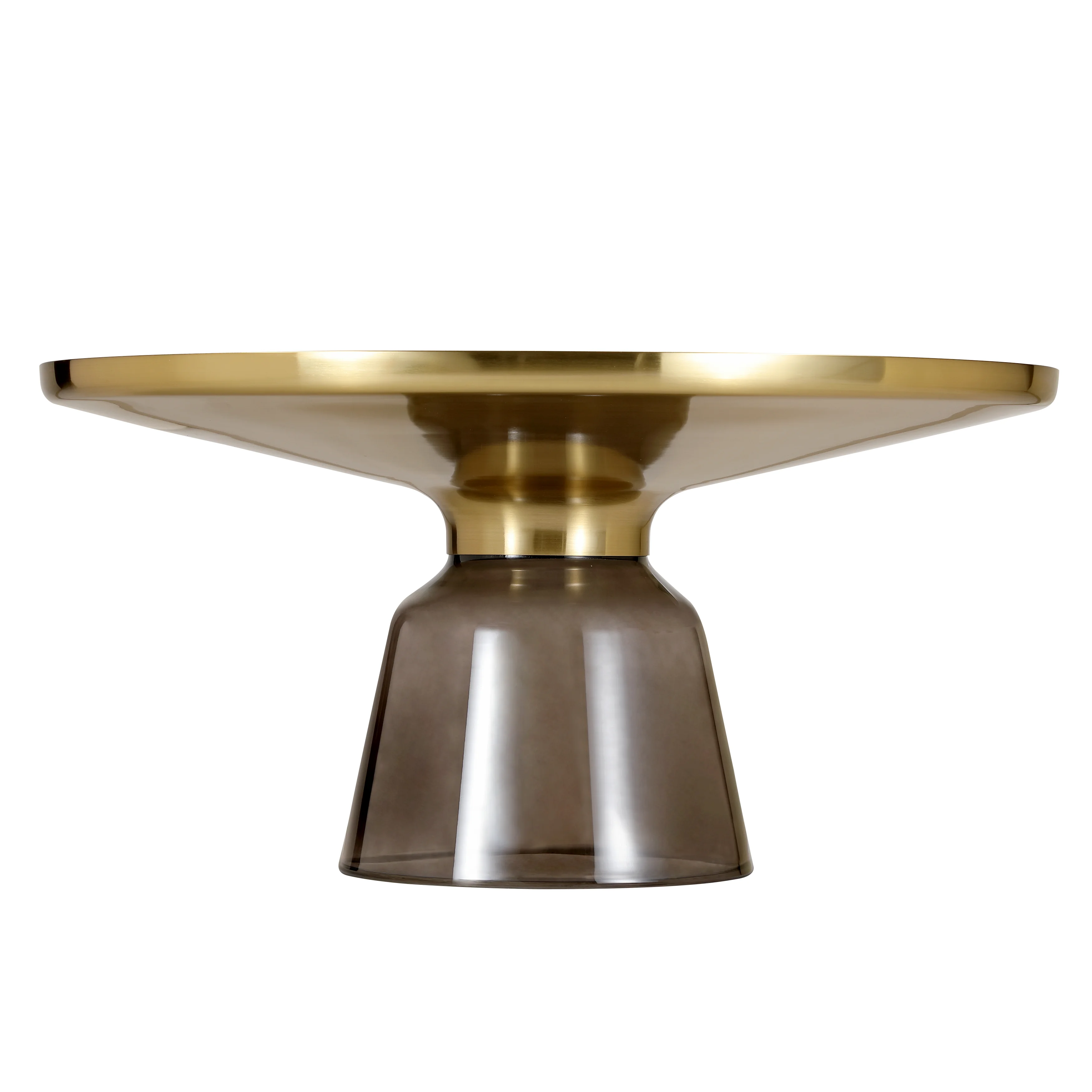 Tully Collection Glass Coffee Table Grey glass, Gold Rim with Black Glass top