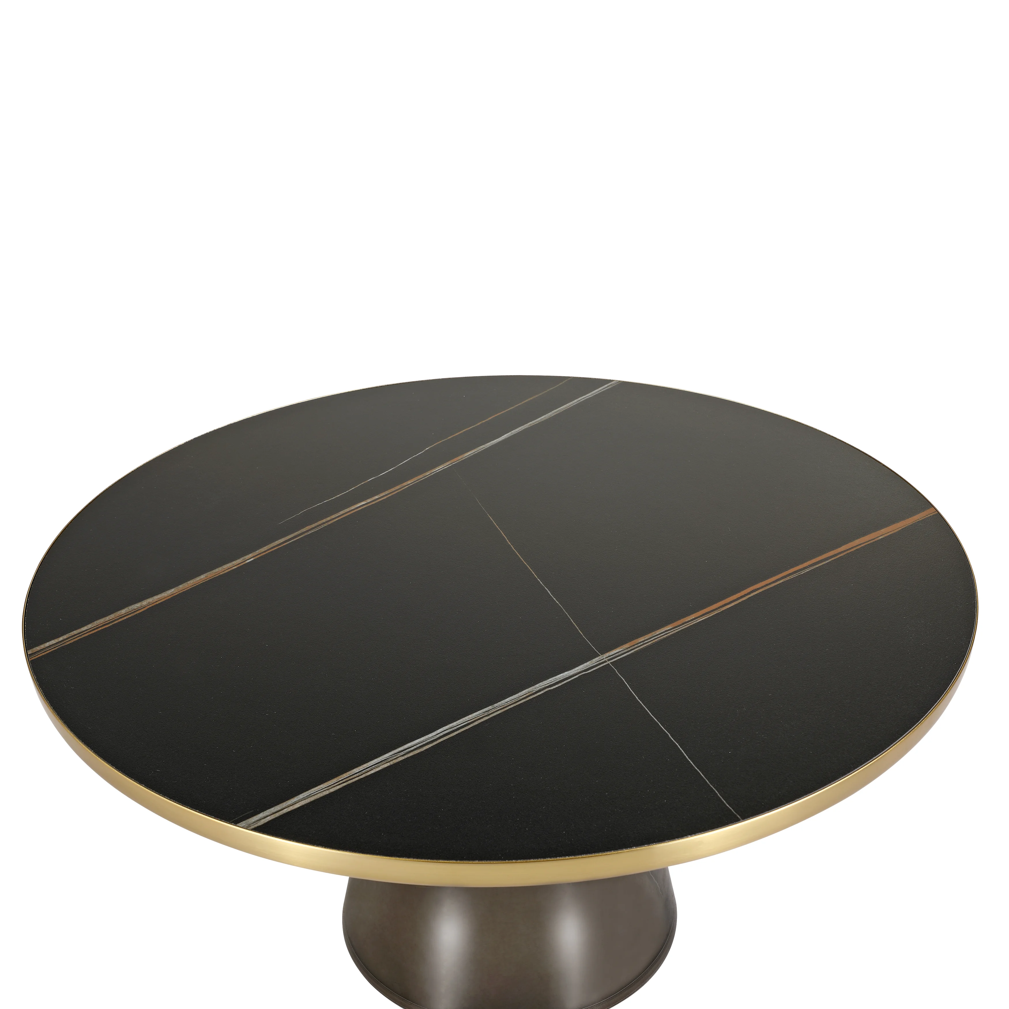 Tully Collection Glass Coffee Table Grey glass, Gold Rim with Black Sintered Stone Top