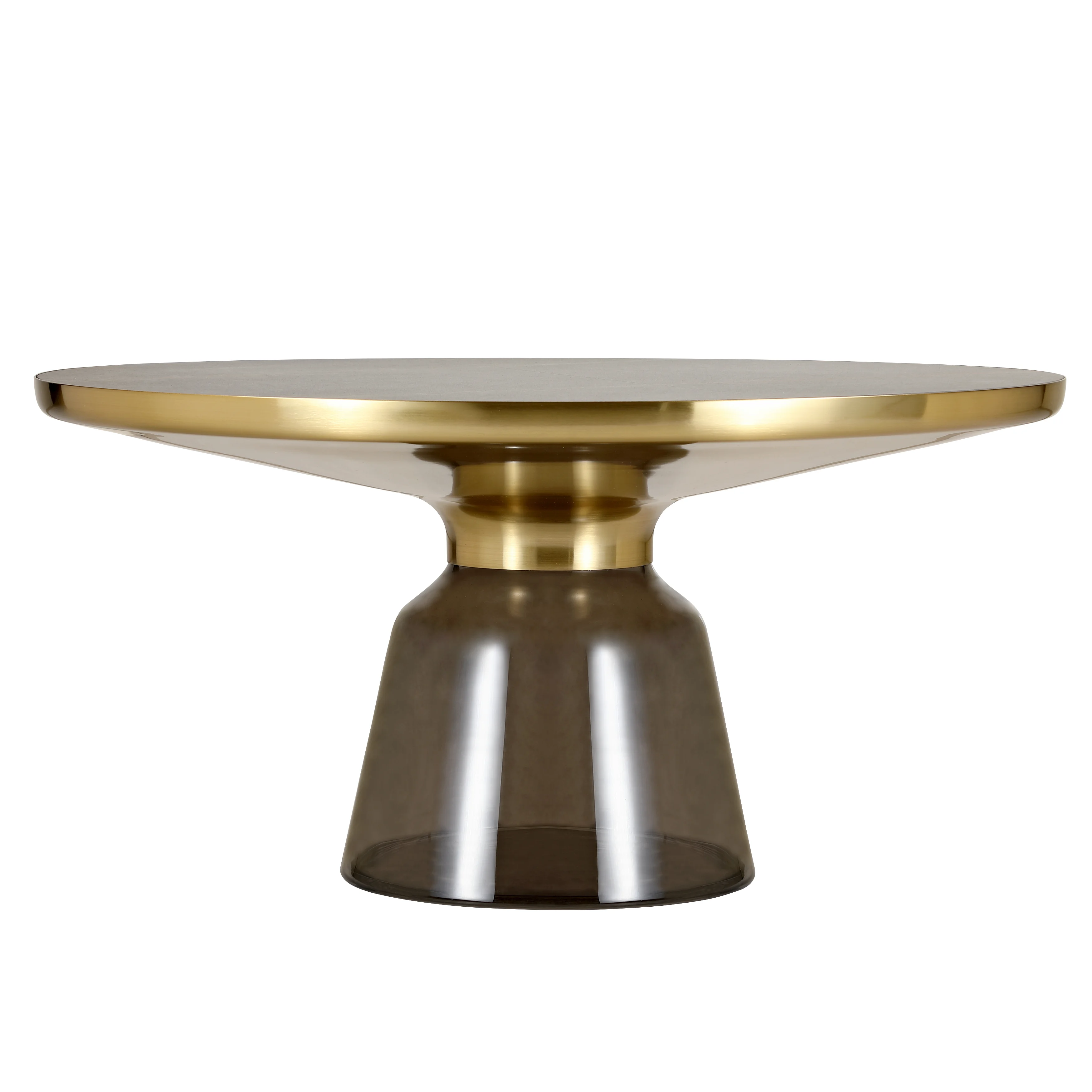 Tully Collection Glass Coffee Table Grey glass, Gold Rim with Black Sintered Stone Top