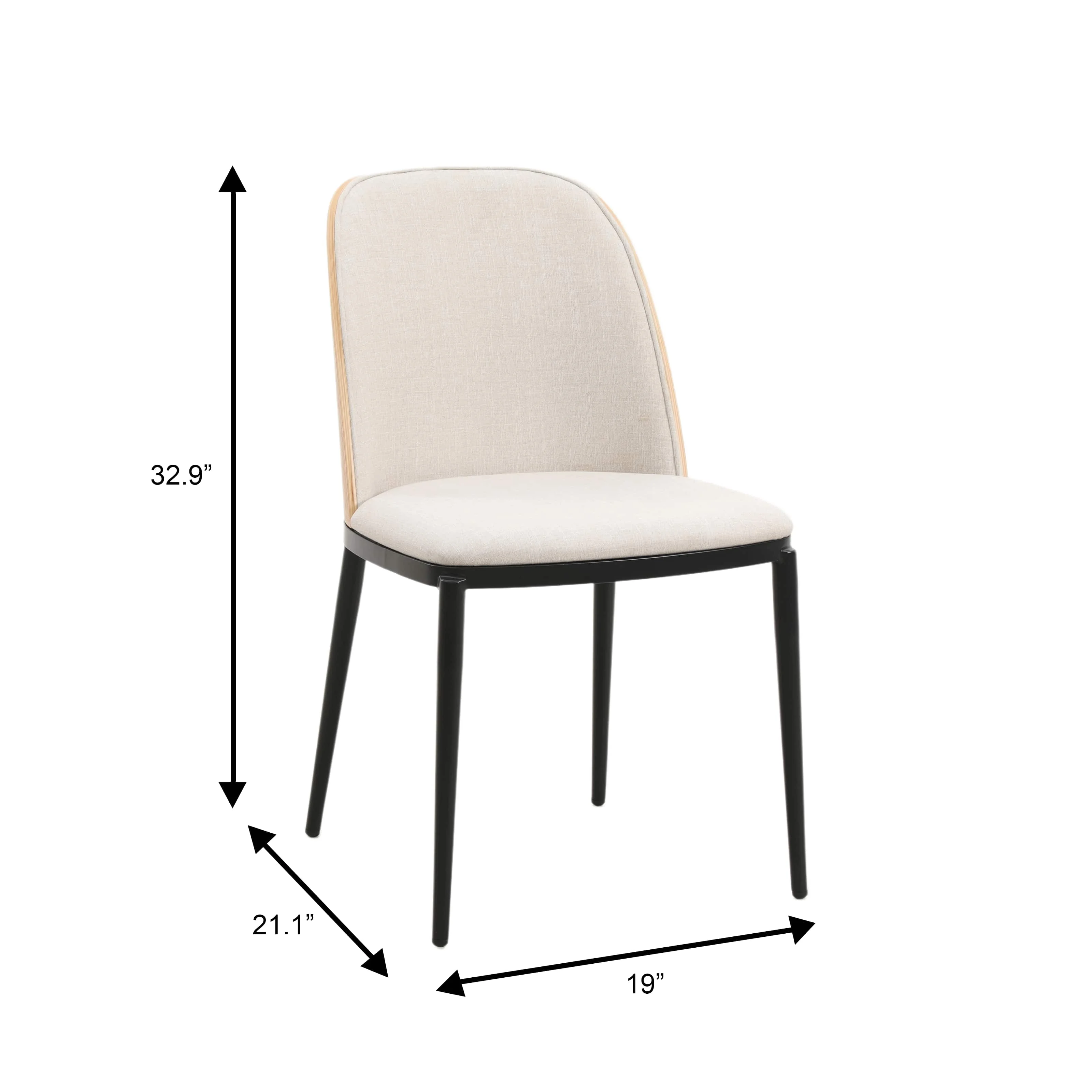 Verve 5-Piece Dining Set with 36" Round MDF Top Table and 4 Velvet Dining Side Chairs in Natural Wood/Beige