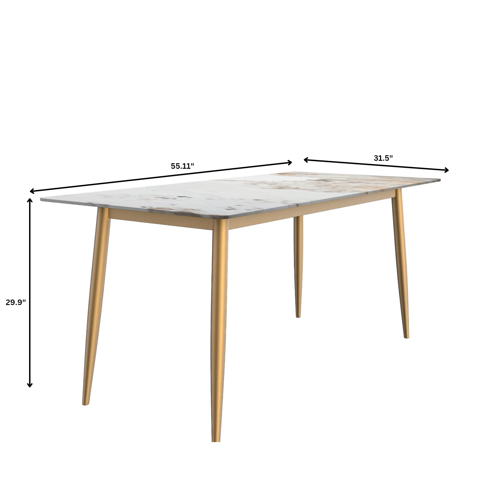 Zayle 7-Piece Dining Set with 55" Rectangular Dining Table in White Grey Sintered Stone Top and 6 Velvet Dining Side Chair in Natural Wood/Beige