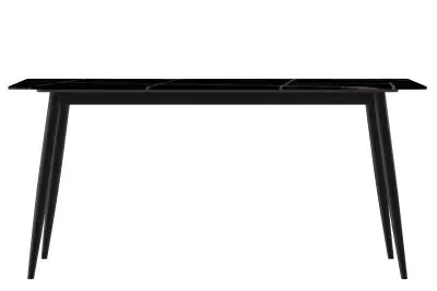 Zayle 7-Piece Dining Set with 55" Rectangular Dining Table in Black/Gold Sintered Stone Top and 6 Velvet Dining Side Chair in Natural Wood/Brown