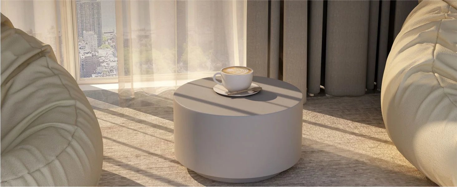 Terra Collection Fiberglass Outdoor Coffee Table In Grey