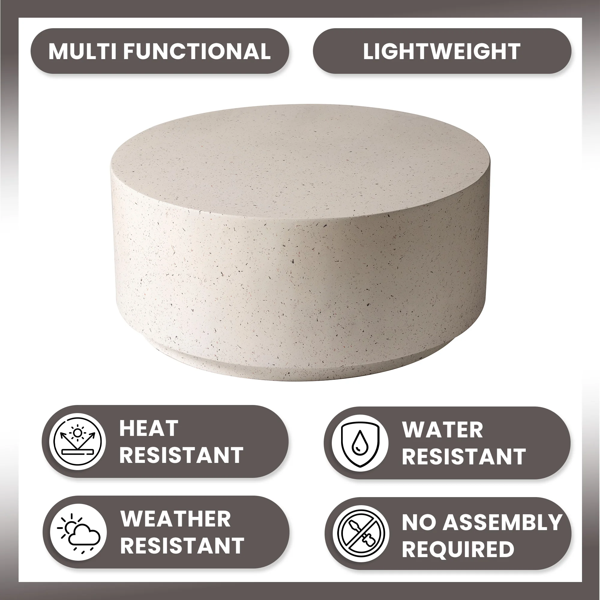 Terra Collection Fiberglass Outdoor Coffee Table In White