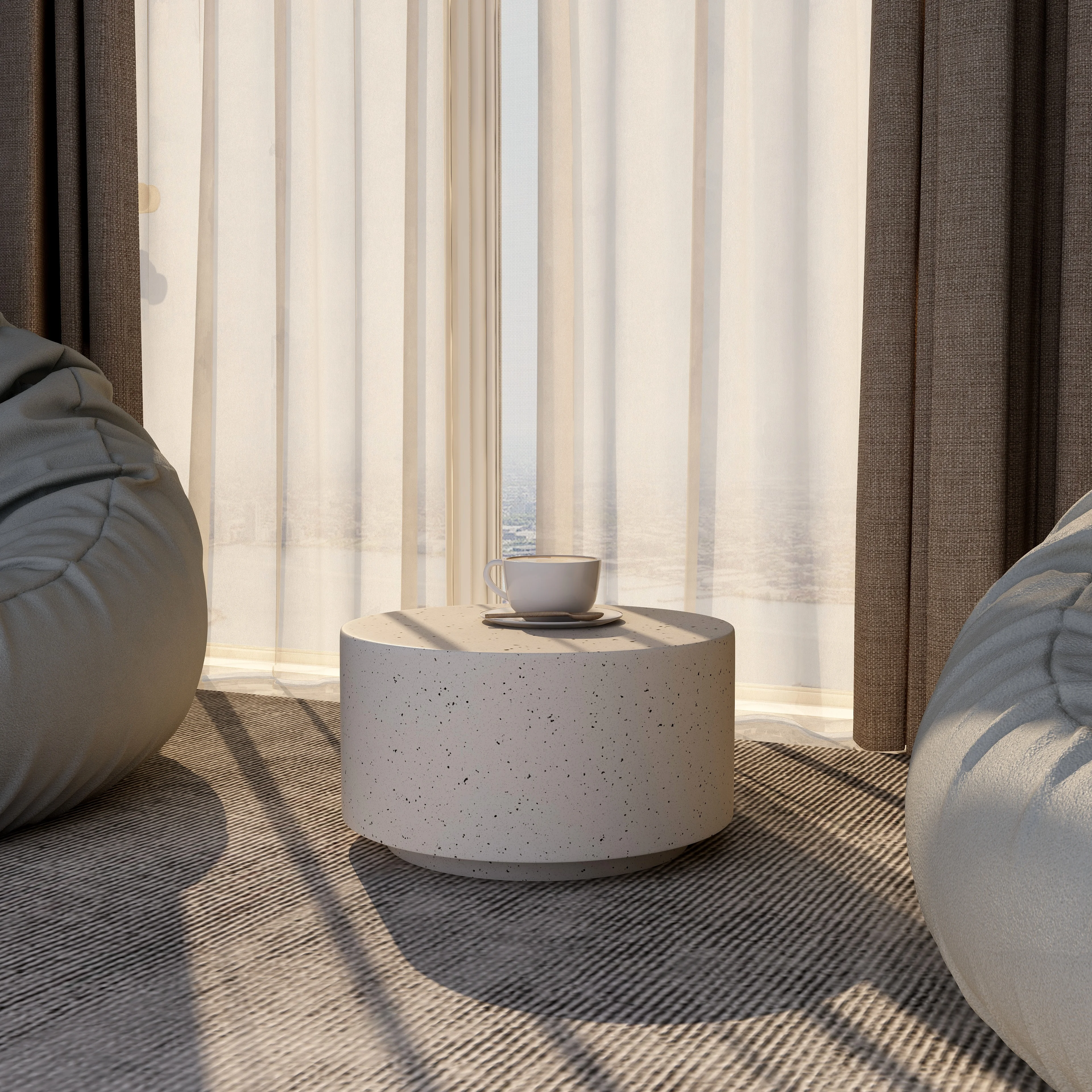 Terra Collection Fiberglass Outdoor Coffee Table In White