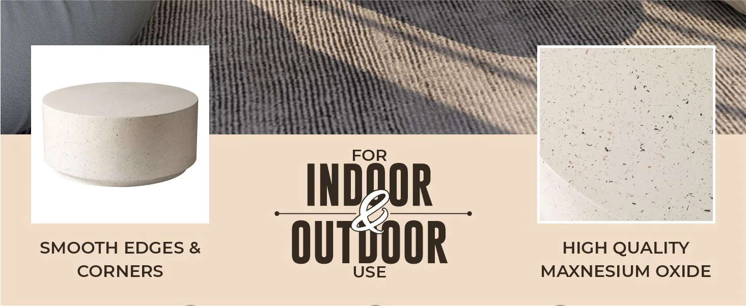 Terra Collection Fiberglass Outdoor Coffee Table In White