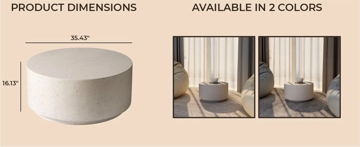 Terra Collection Fiberglass Outdoor Coffee Table In White