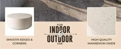 Terra Collection Fiberglass Outdoor Coffee Table In White