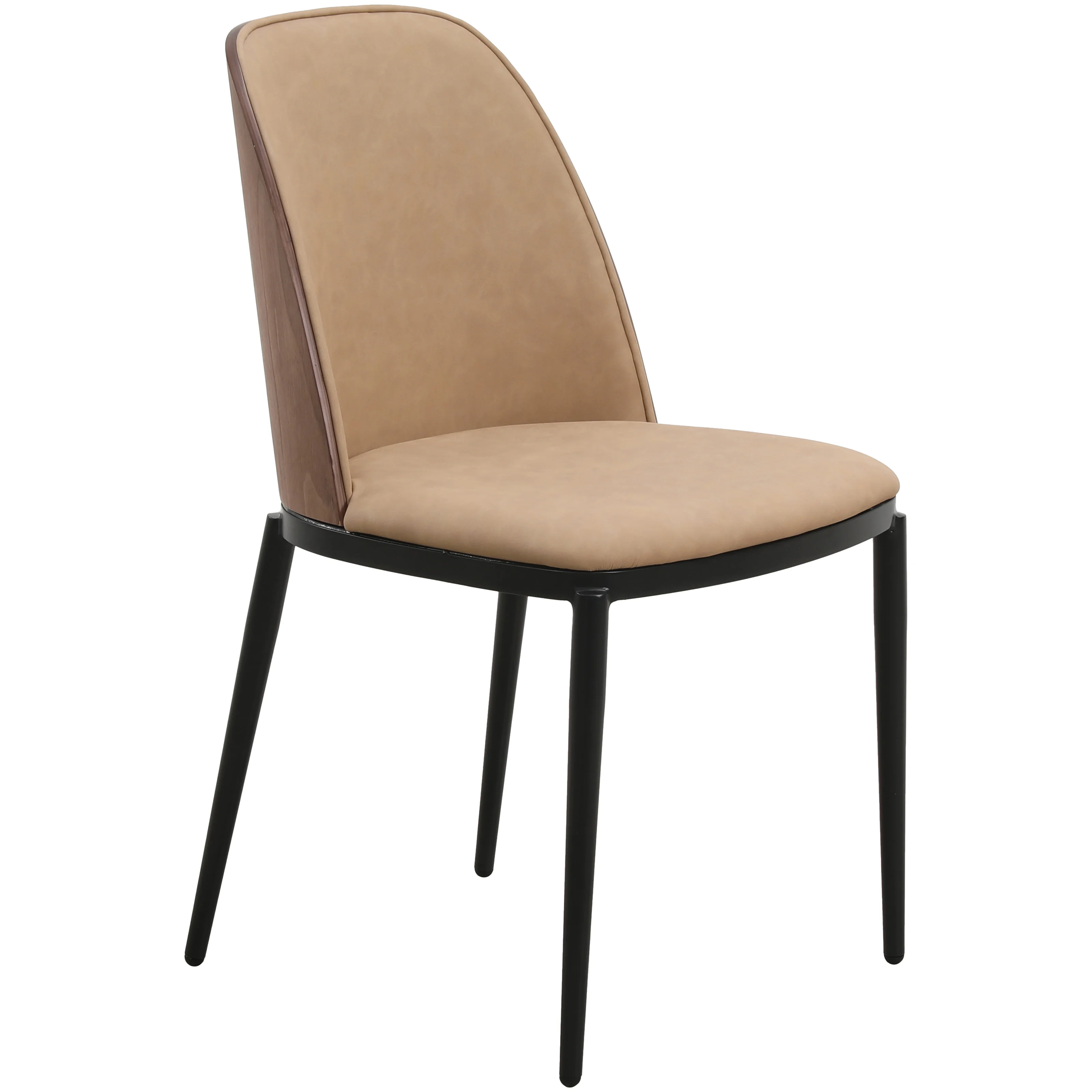 Tule Collection Dining Chair, Walnut Frame With Brown Leather