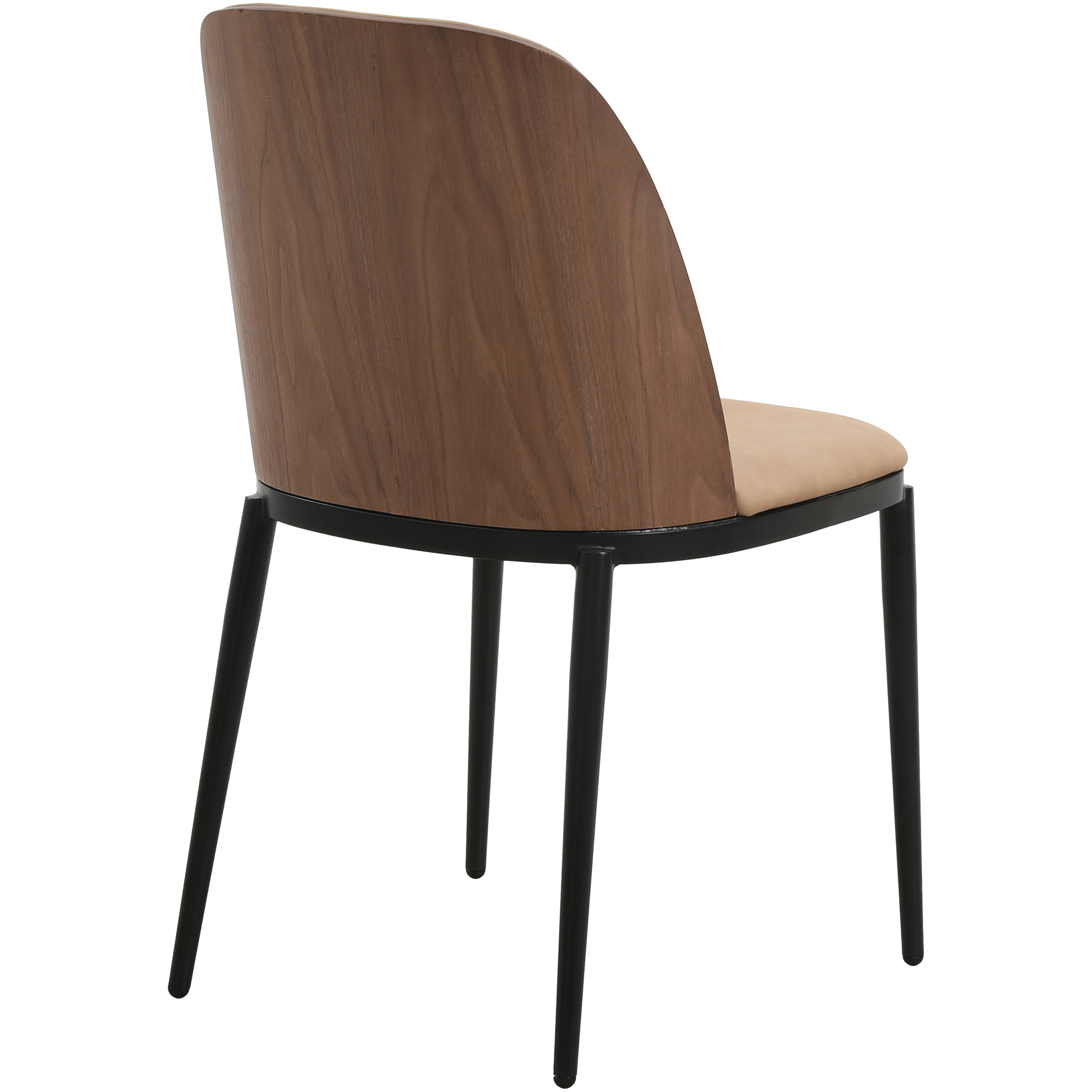 Verve 5-Piece Dining Set with 36" Round MDF Top Table and 4 Leather Dining Side Chairs in Walnut/Brown