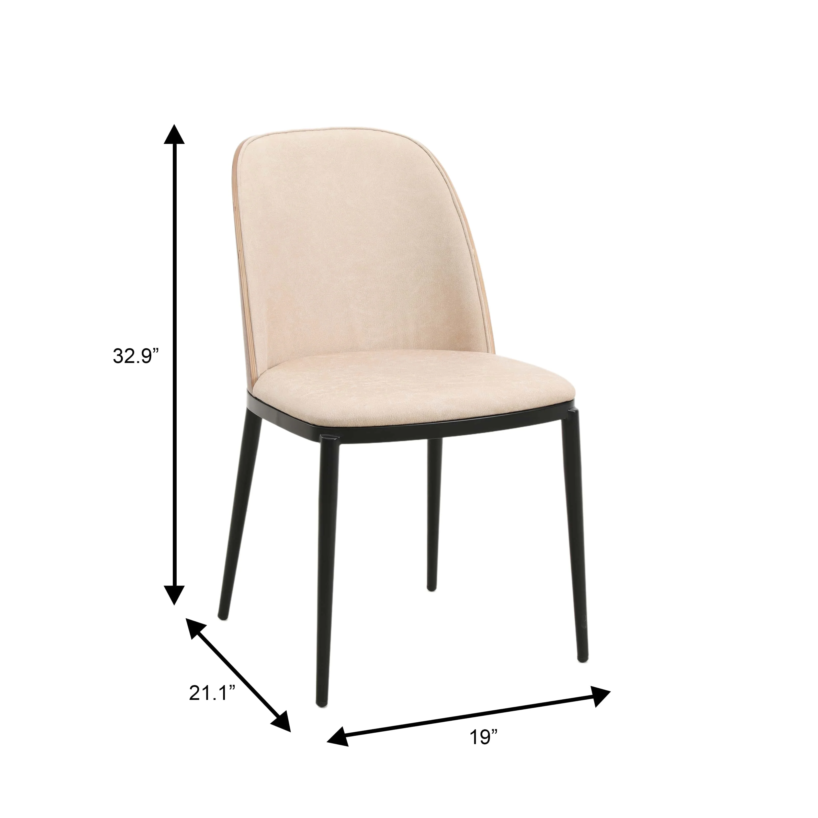 Verve 5-Piece Dining Set with 36" Round MDF Top Table and 4 Leather Dining Side Chairs in Walnut/Light Brown