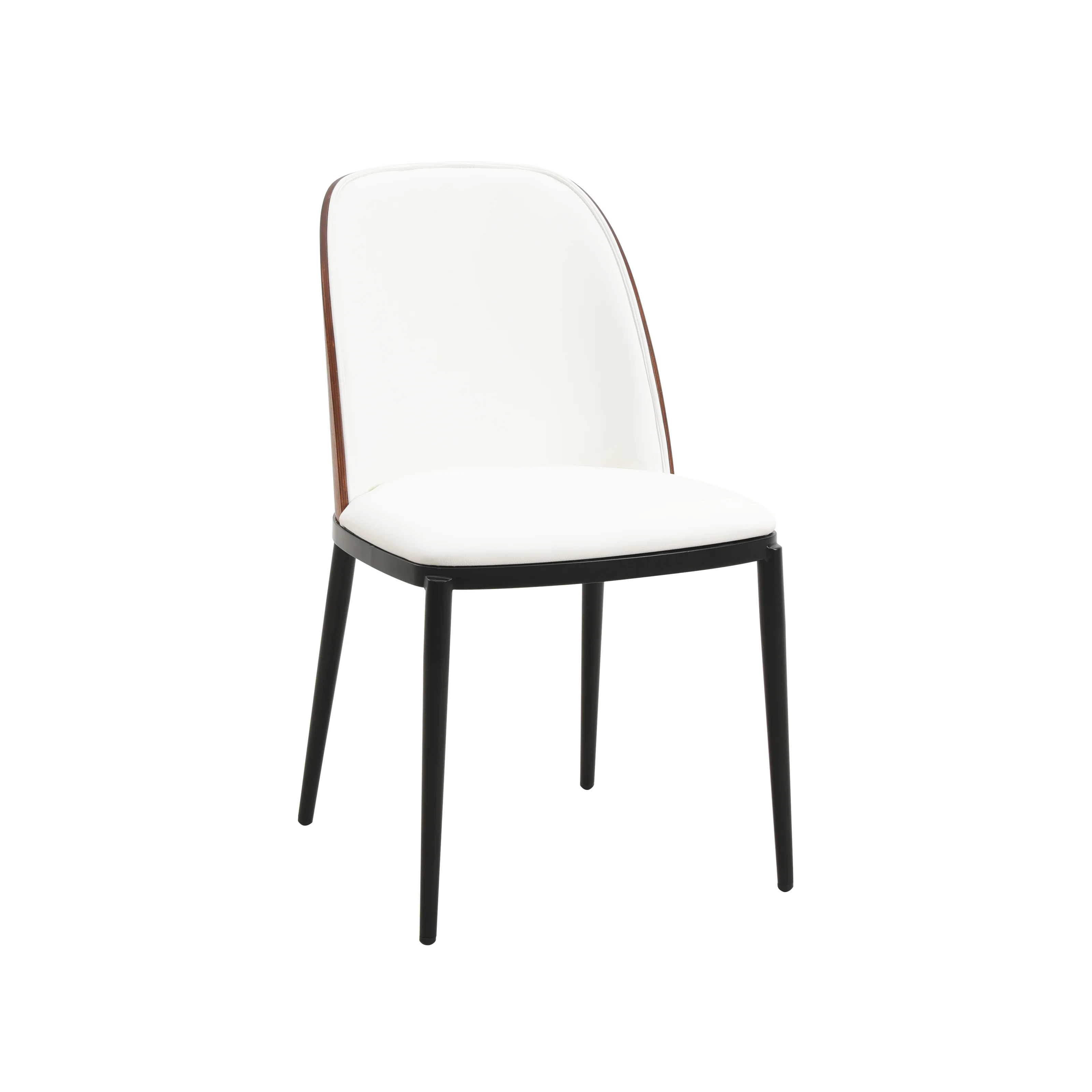 Tule Mid-Century Modern Dining Side Chair with Leather Seat and Steel Frame Set of 4
