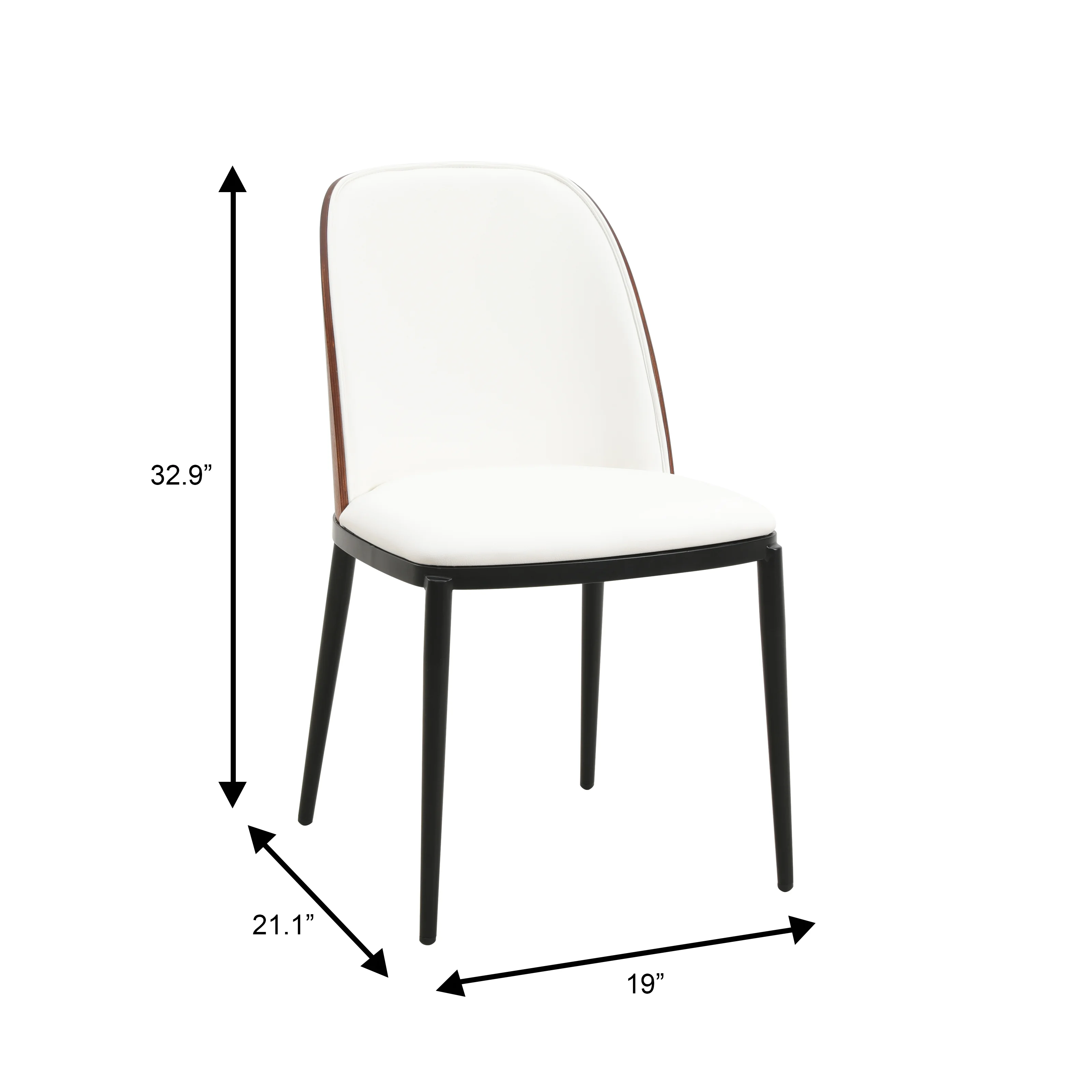 Zayle 7-Piece Dining Set with 55" Rectangular Dining Table in Black/Gold Sintered Stone Top and 6 Leather Dining Side Chair in Walnut/White