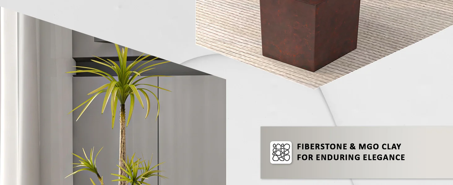 Thicket Series Poly Stone Planter in Brown 11 High