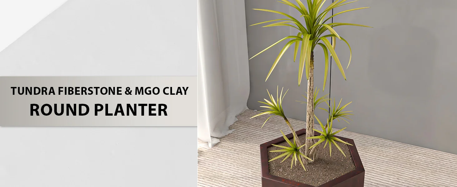 Thicket Series Poly Stone Planter in Brown 11 High