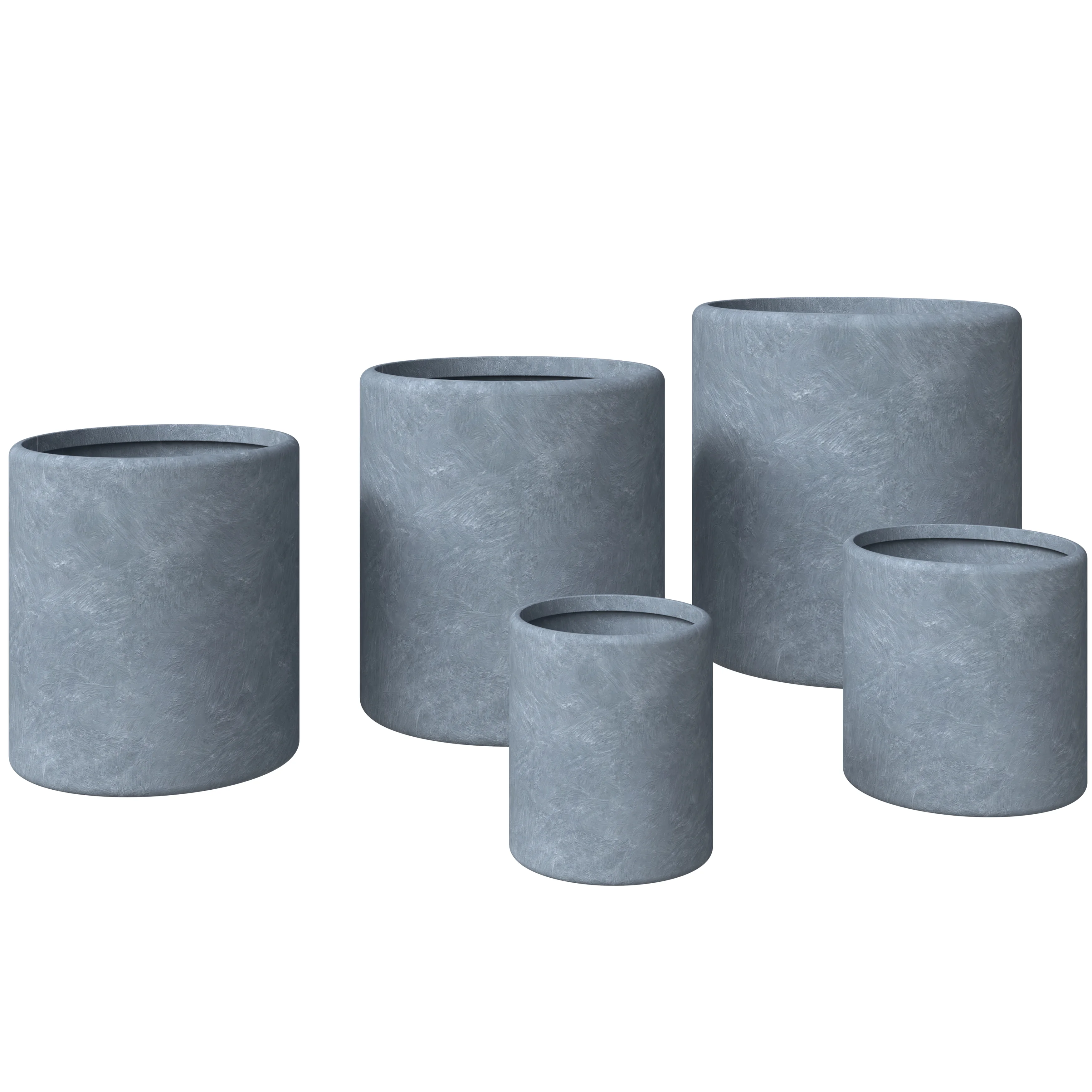 Tundra Series Poly Stone Planter Set in Aged Concrete