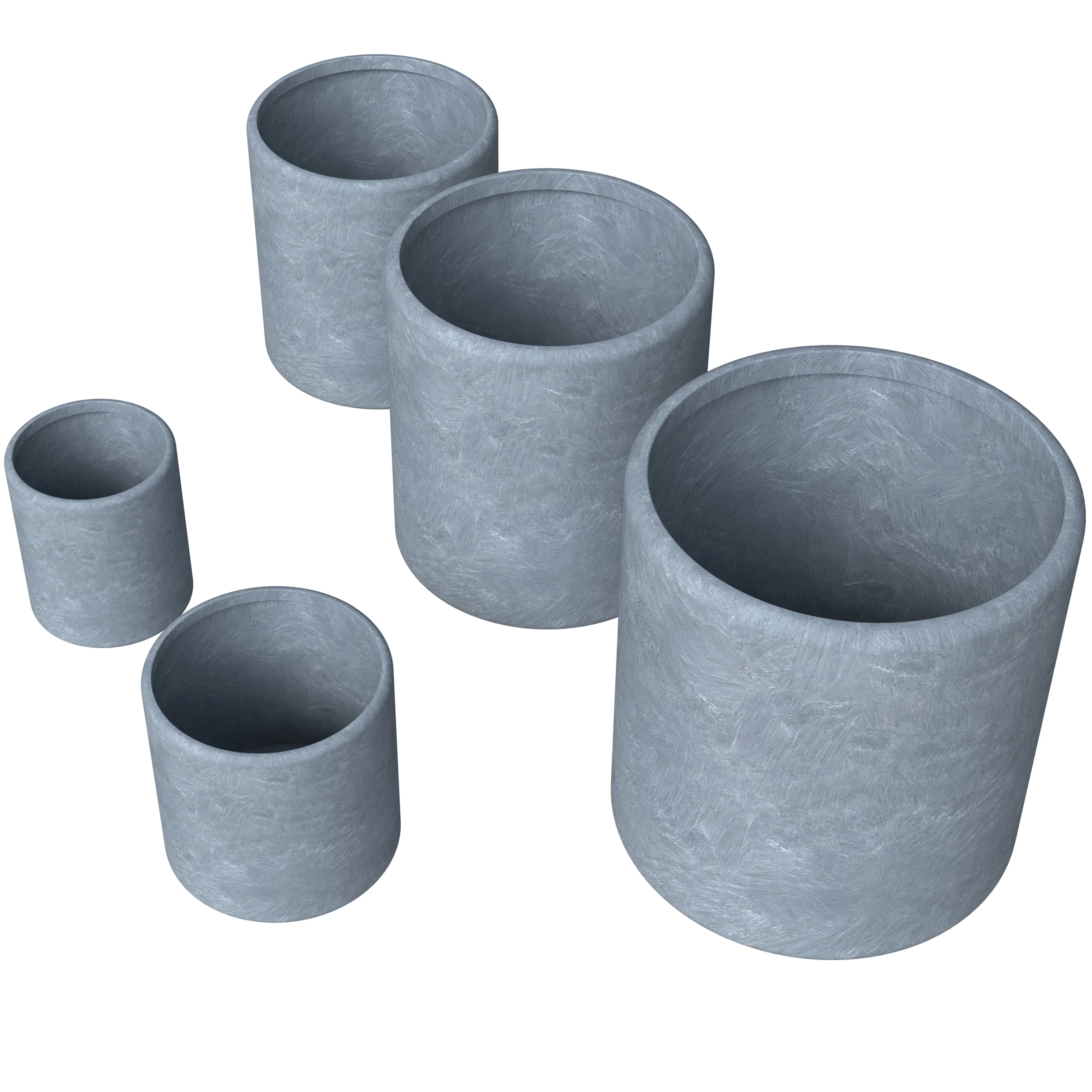 Tundra Series Poly Stone Planter Set in Aged Concrete