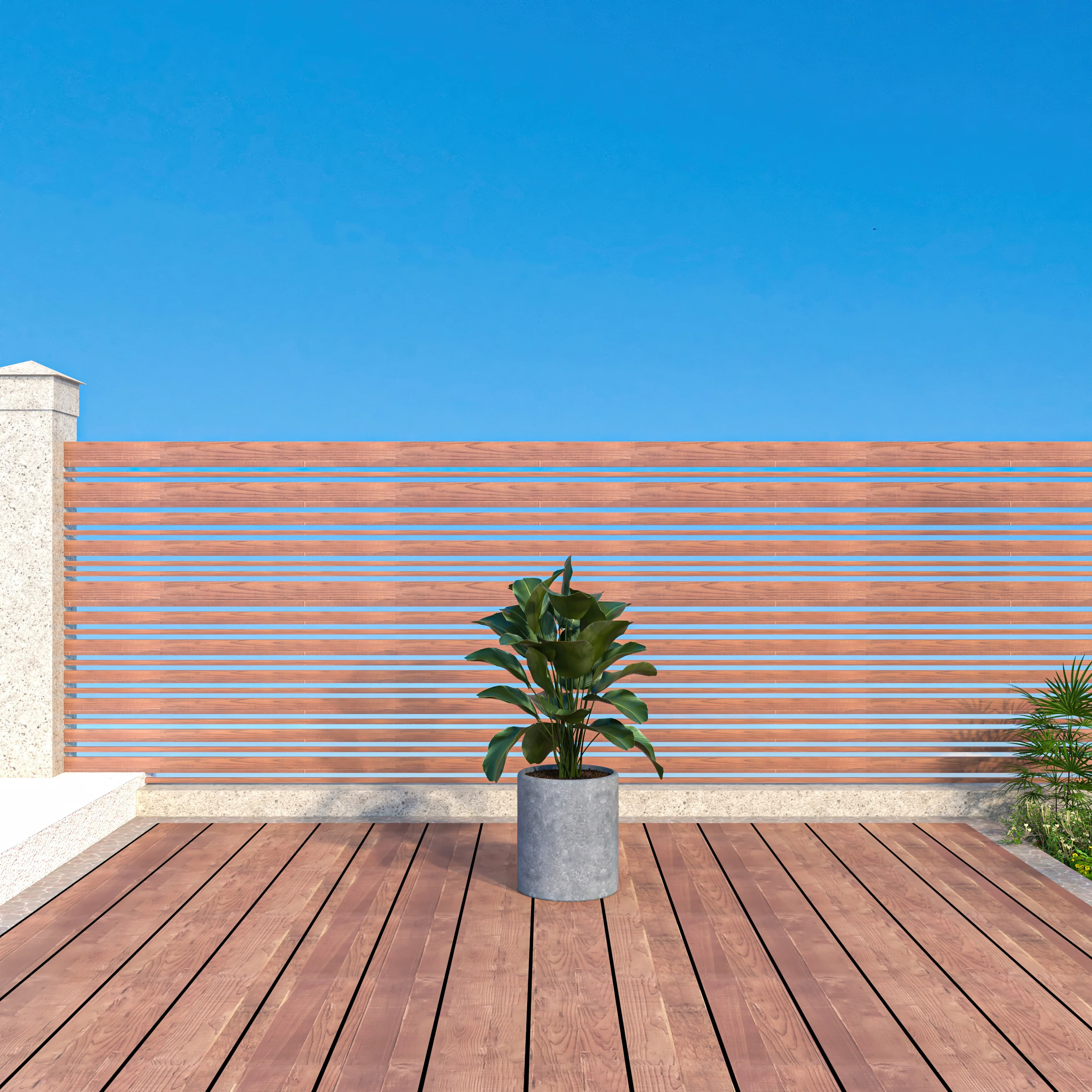 Tundra Series Poly Stone cylindrical Shape Planter in Aged Concrete 12" Dia, 14.2" High