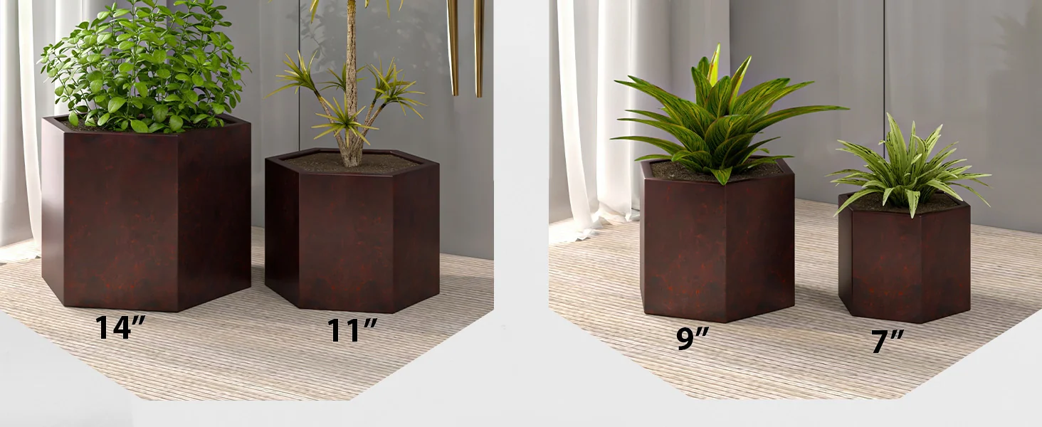 Thicket Series Poly Stone Planter in Brown 14 High