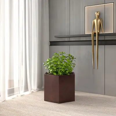 Thicket Series Poly Stone Planter in Brown 14 High