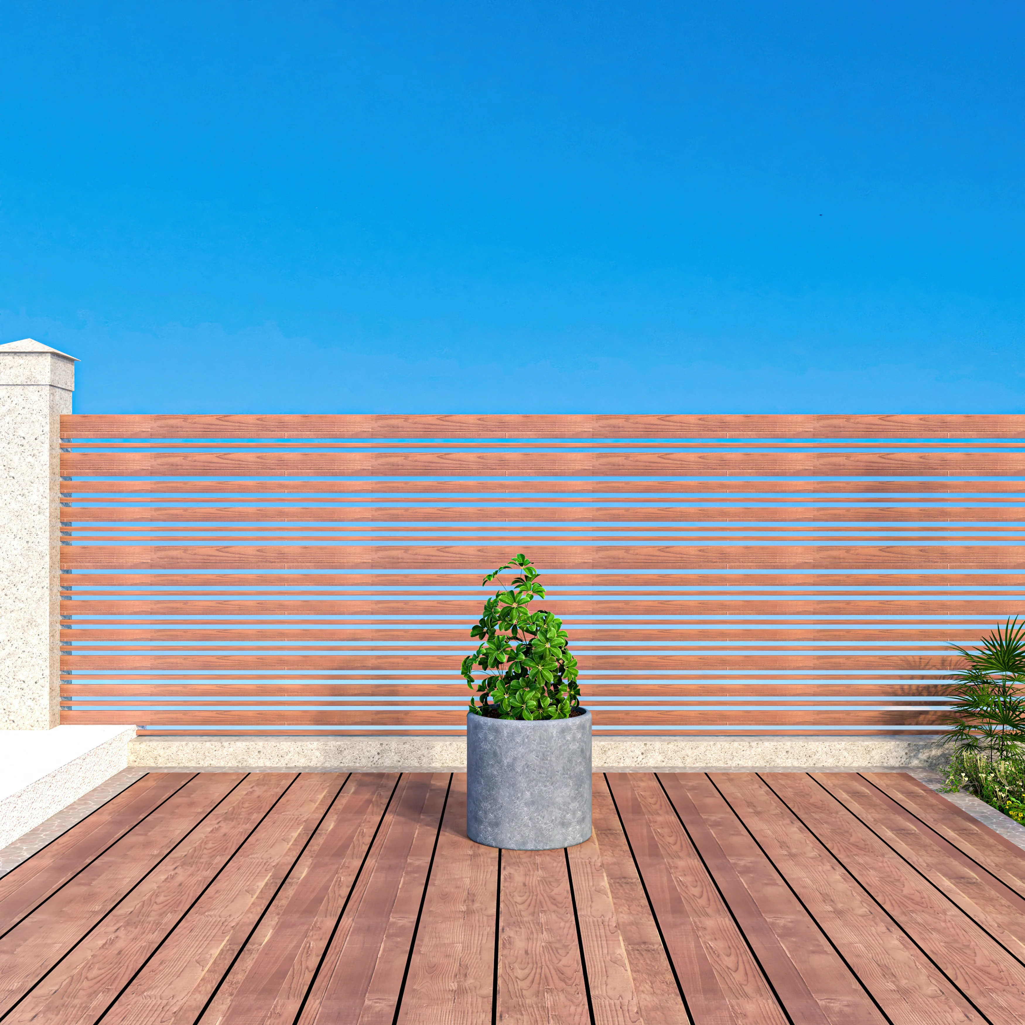 Tundra Series Poly Stone cylindrical Shape Planter in Aged Concrete 16" Dia, 18" High