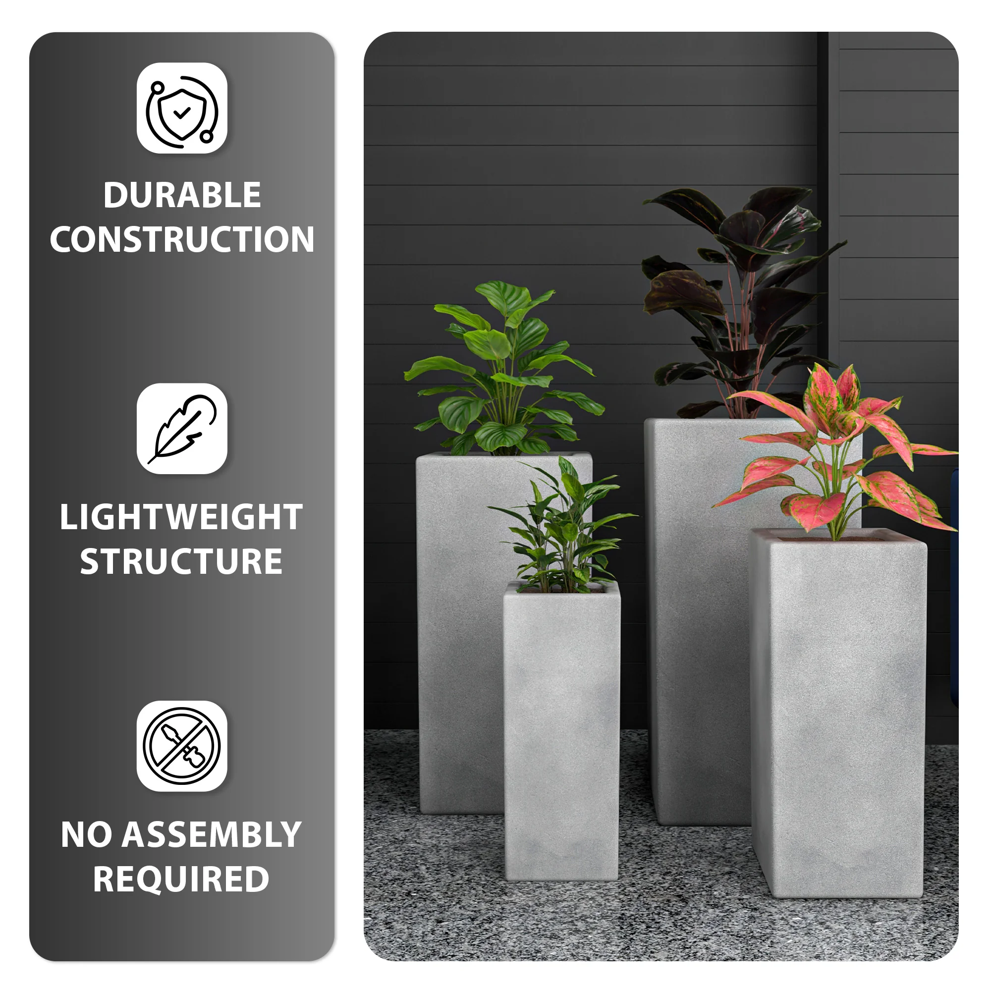 Terra Planter Set Aged Concrete