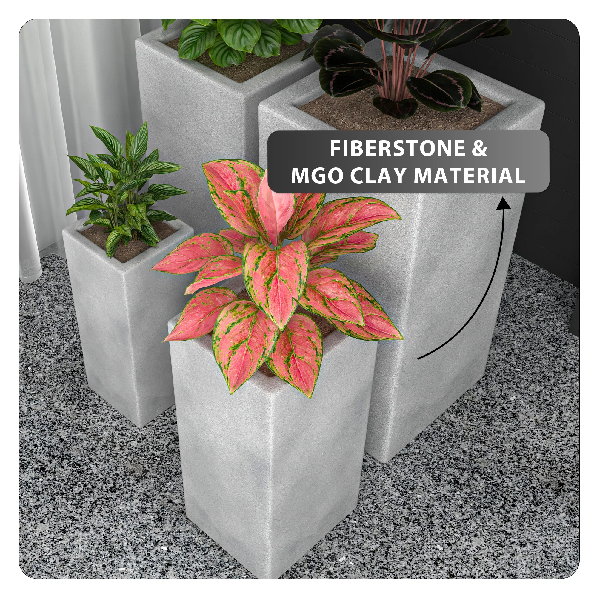 Terra Planter Set Aged Concrete