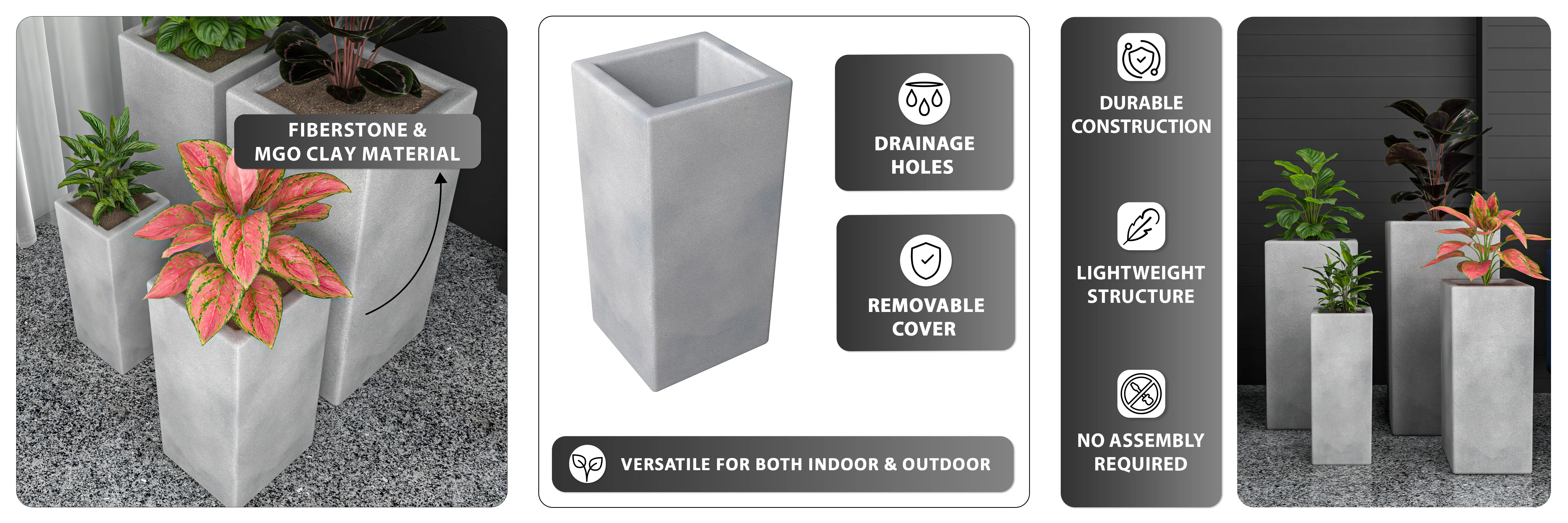 Terra Planter Set Aged Concrete