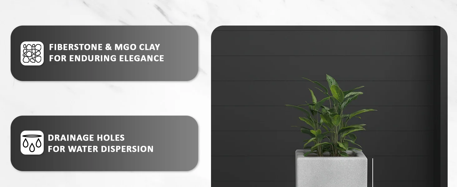 Terra Series Poly Stone Planter in Aged Concrete 7.9" x 7.9" 19.7" High