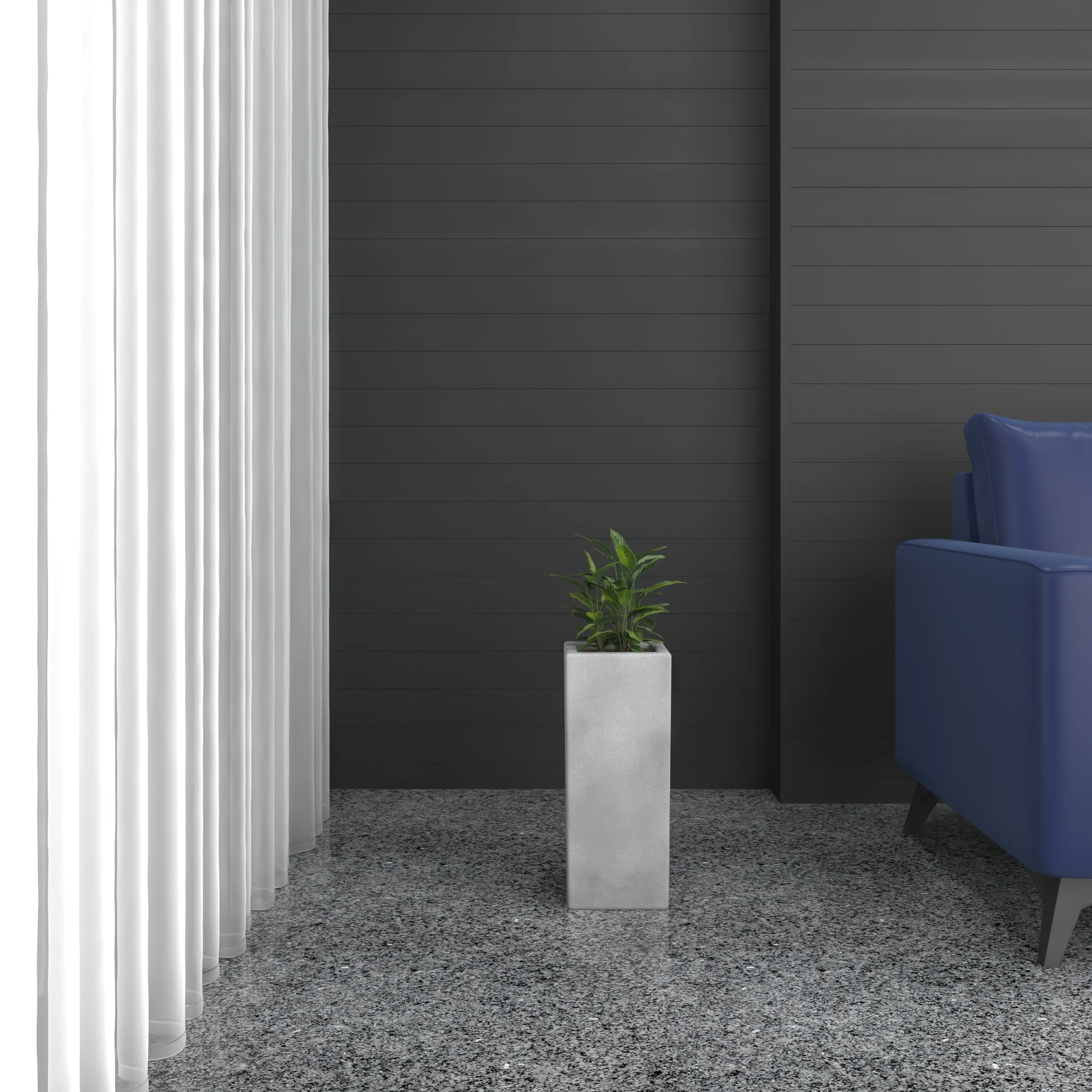 Terra Series Poly Stone Planter in Aged Concrete 7.9" x 7.9" 19.7" High