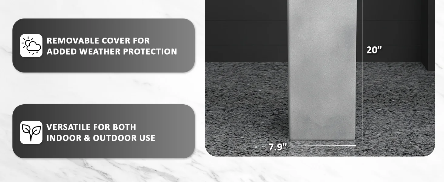 Terra Series Poly Stone Planter in Aged Concrete 7.9" x 7.9" 19.7" High