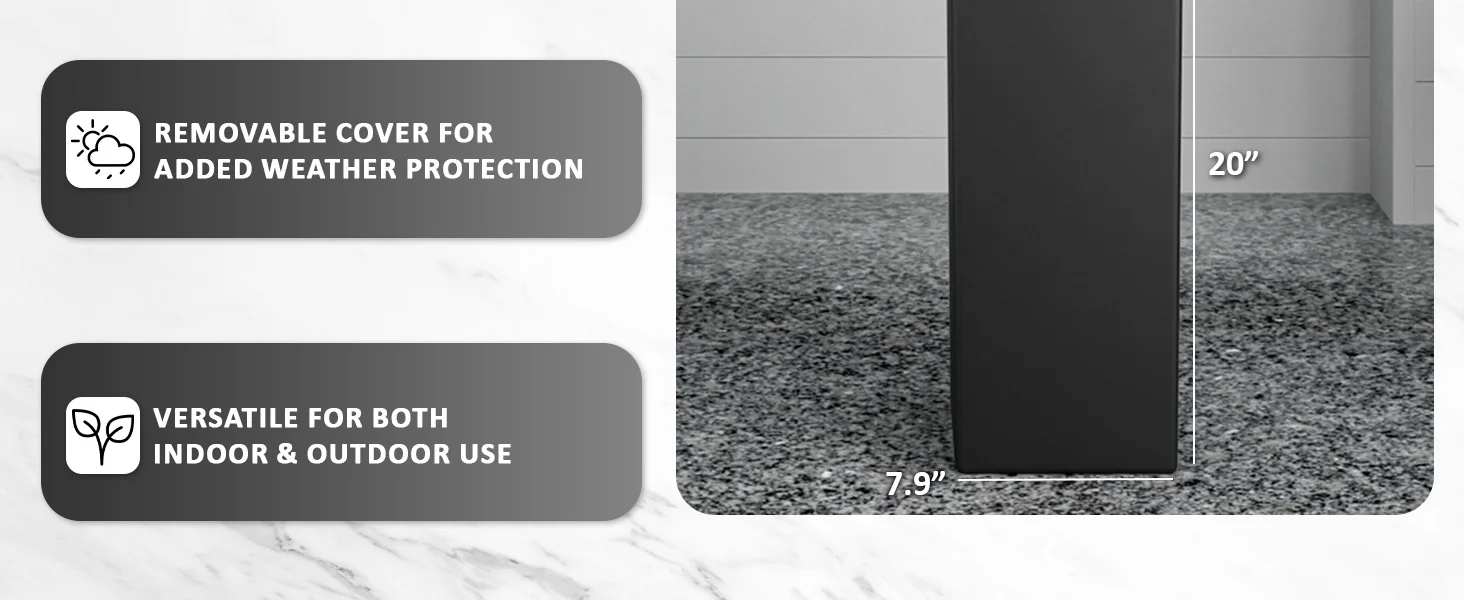 Terra Series Poly Stone Planter in Black 7.9" x 7.9" 19.7" High