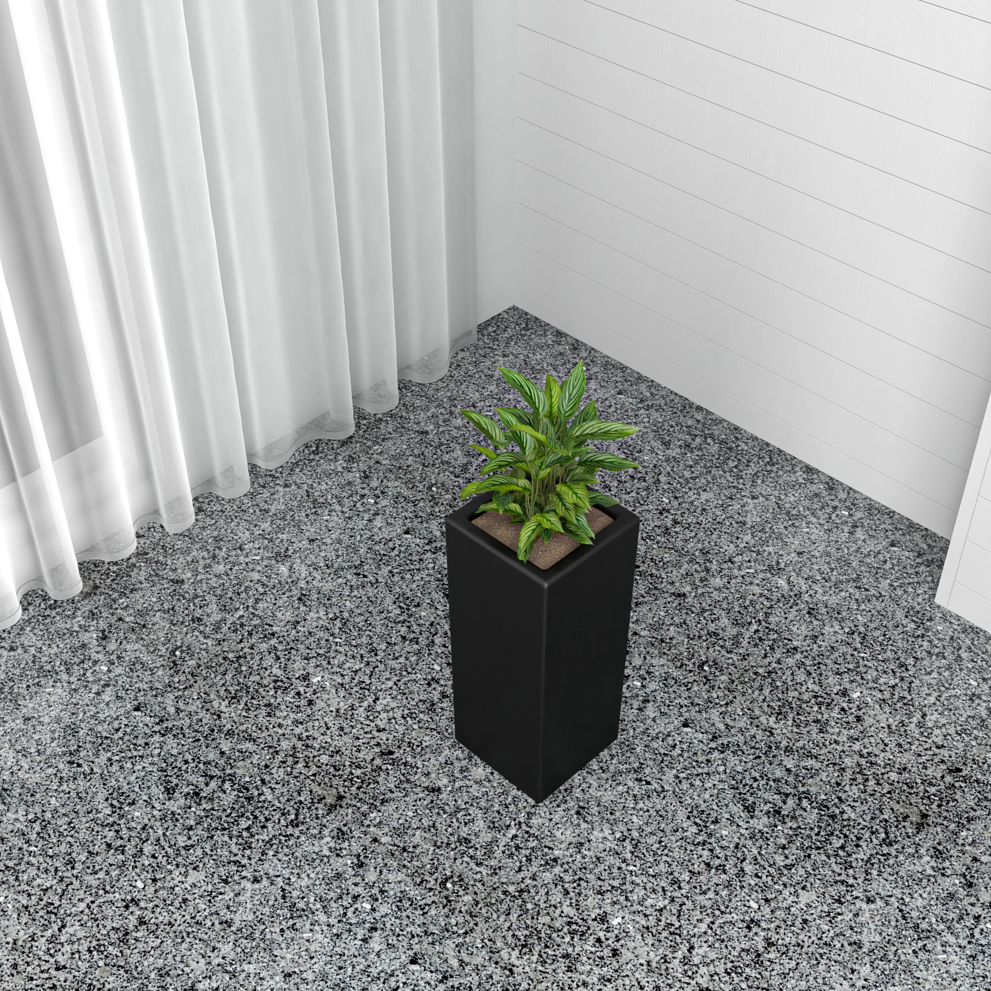 Terra Series Poly Stone Planter in Black 7.9" x 7.9" 19.7" High
