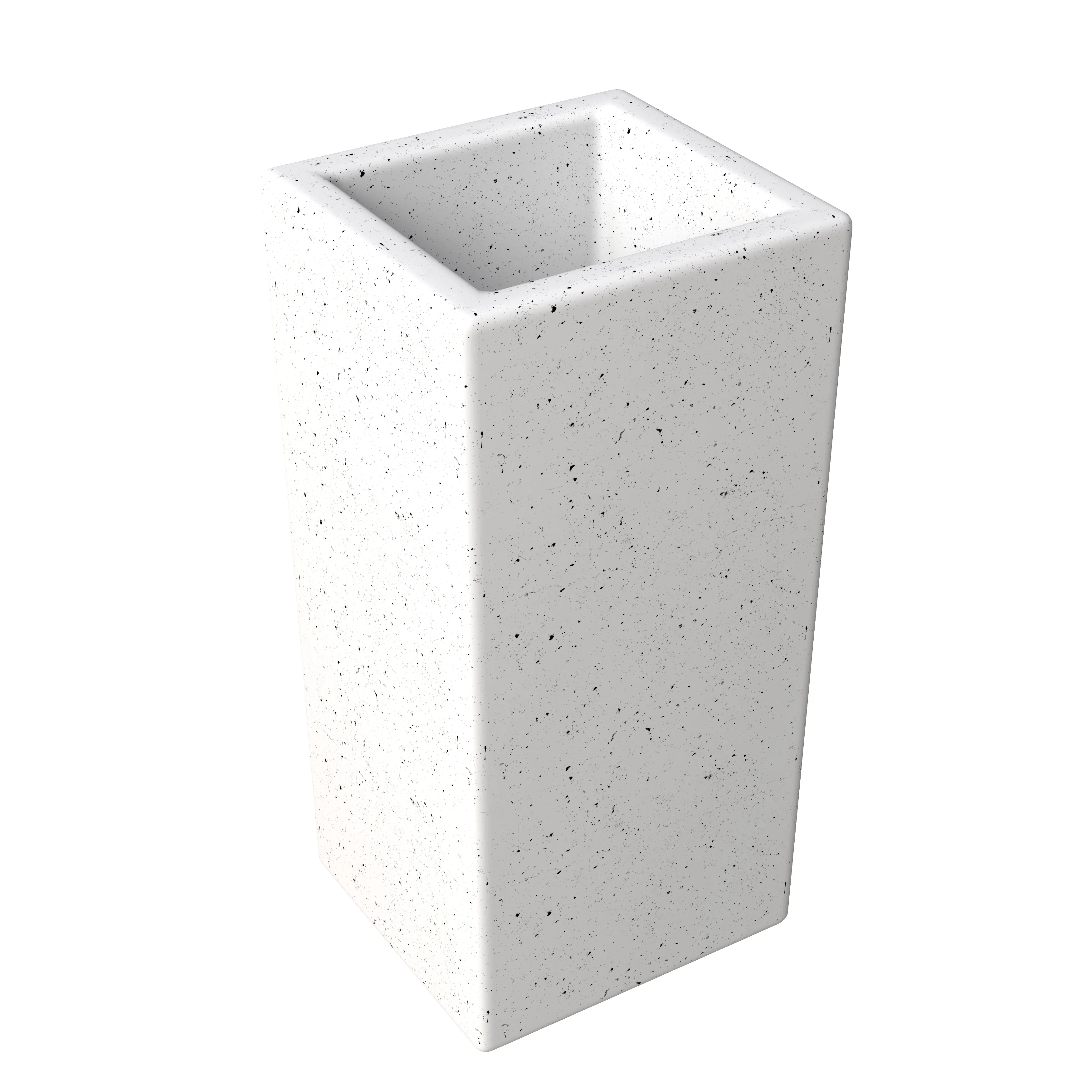 Terra Series Poly Stone Planter in Dotted White 7.9" x 7.9" 19.7" High