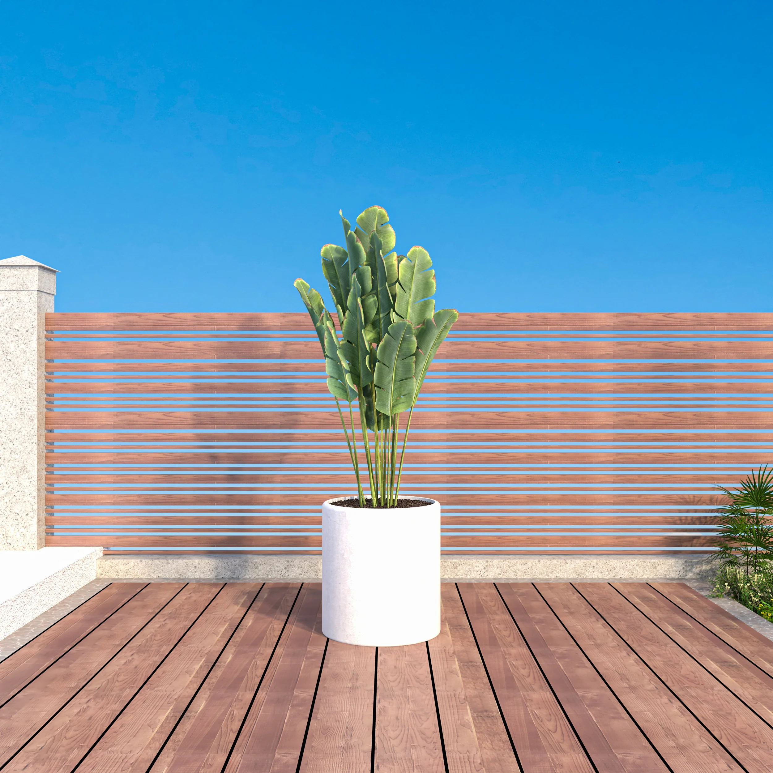 Tundra Series Poly Stone cylindrical Shape Planter in White 20" Dia, 22" High