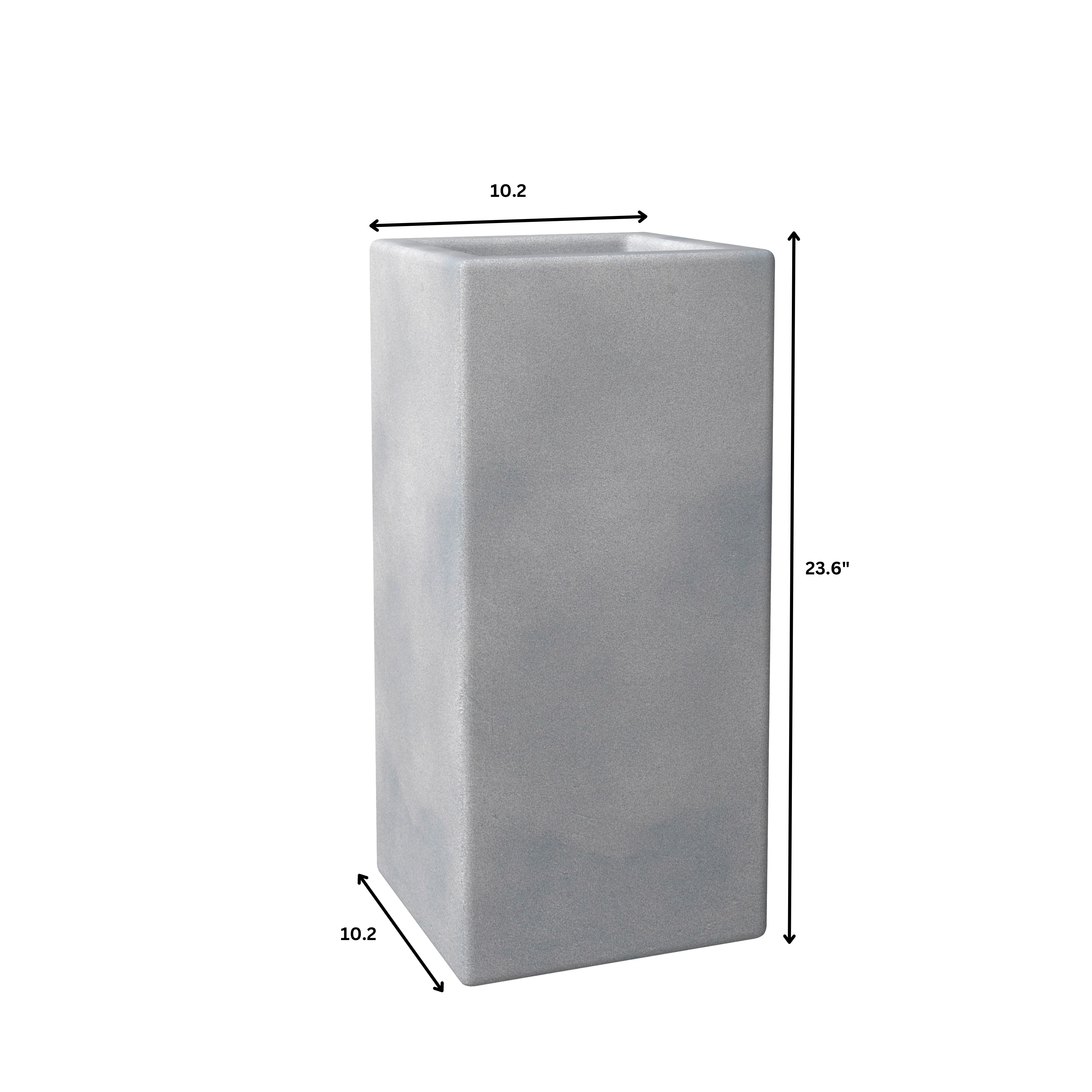 Terra Series Poly Stone Plant...n Aged Concrete 10.2" x 10.2" 23.6" High