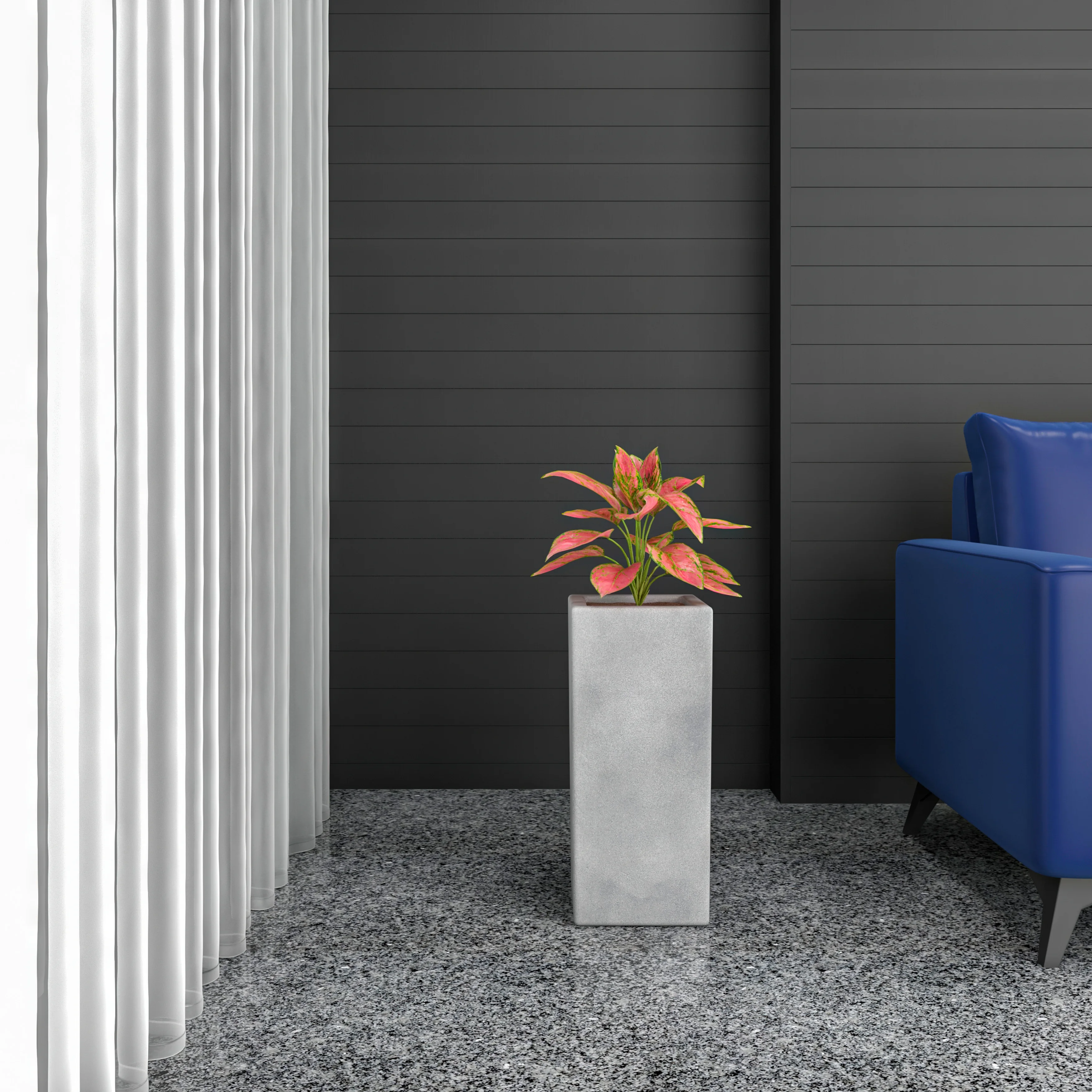 Terra Series Poly Stone Plant...n Aged Concrete 10.2" x 10.2" 23.6" High