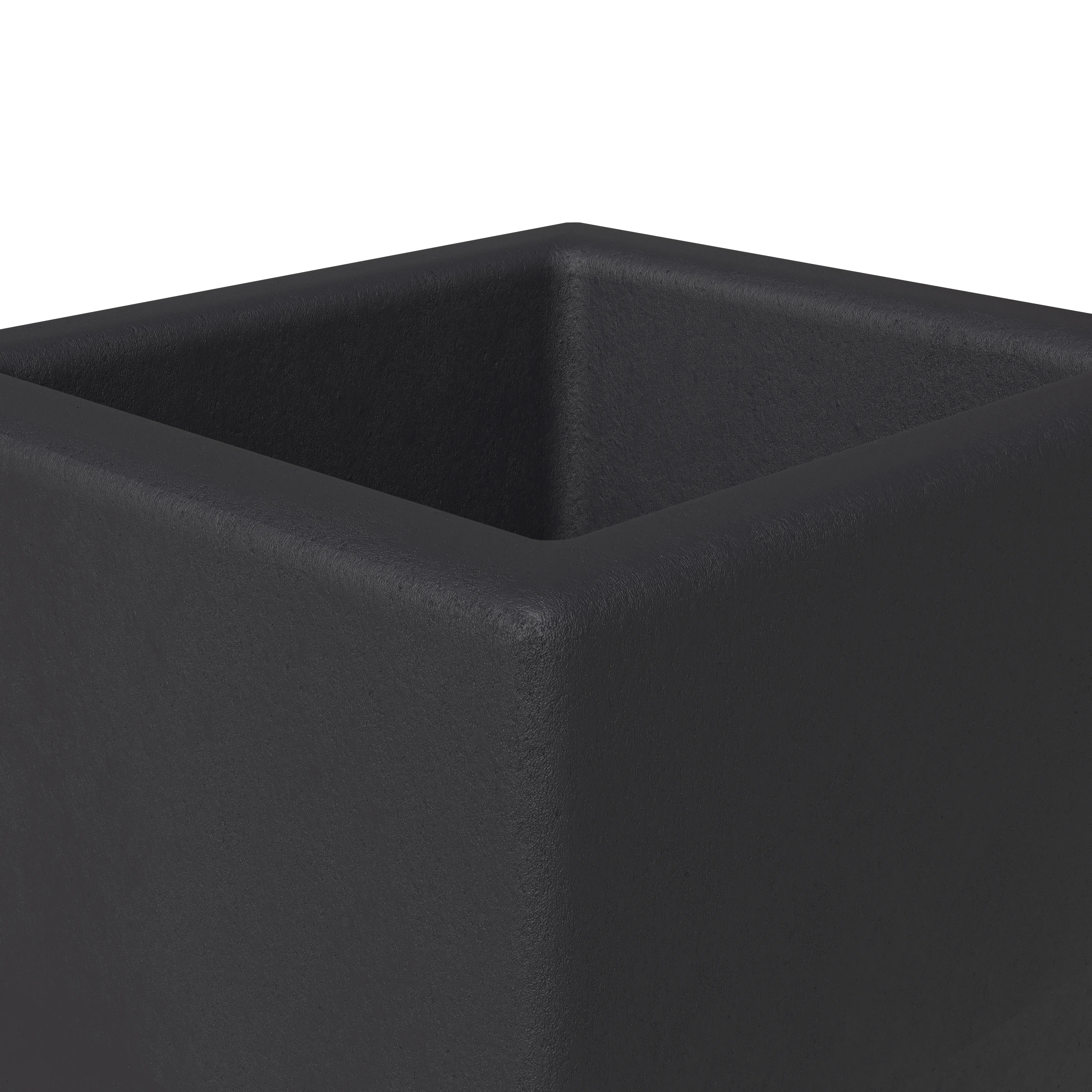 Terra Series Poly Stone Planter in Black 10.2" x 10.2" 23.6" High